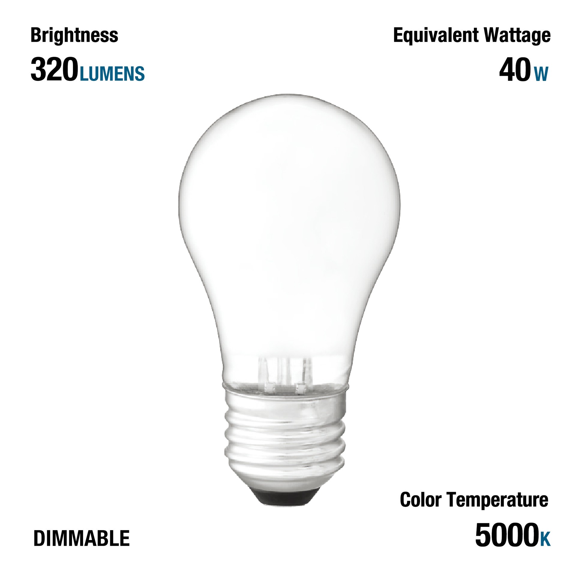 slide 6 of 6, Utilitech Frosted Glass 40 -Watt EQ A15 Daylight Medium base (E-26) Dimmable LED General purpose Light Bulb 3 -Pack, 1 ct