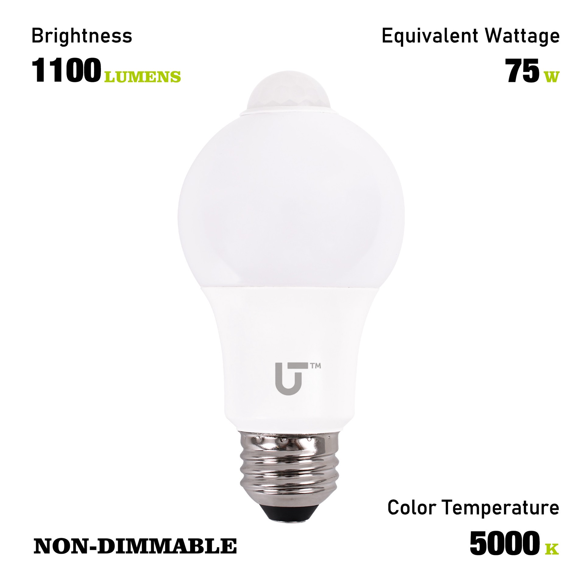 slide 4 of 5, Utilitech Motion Activated 75 -Watt EQ A21 Daylight Medium base (E-26) LED General purpose Light Bulb, 1 ct