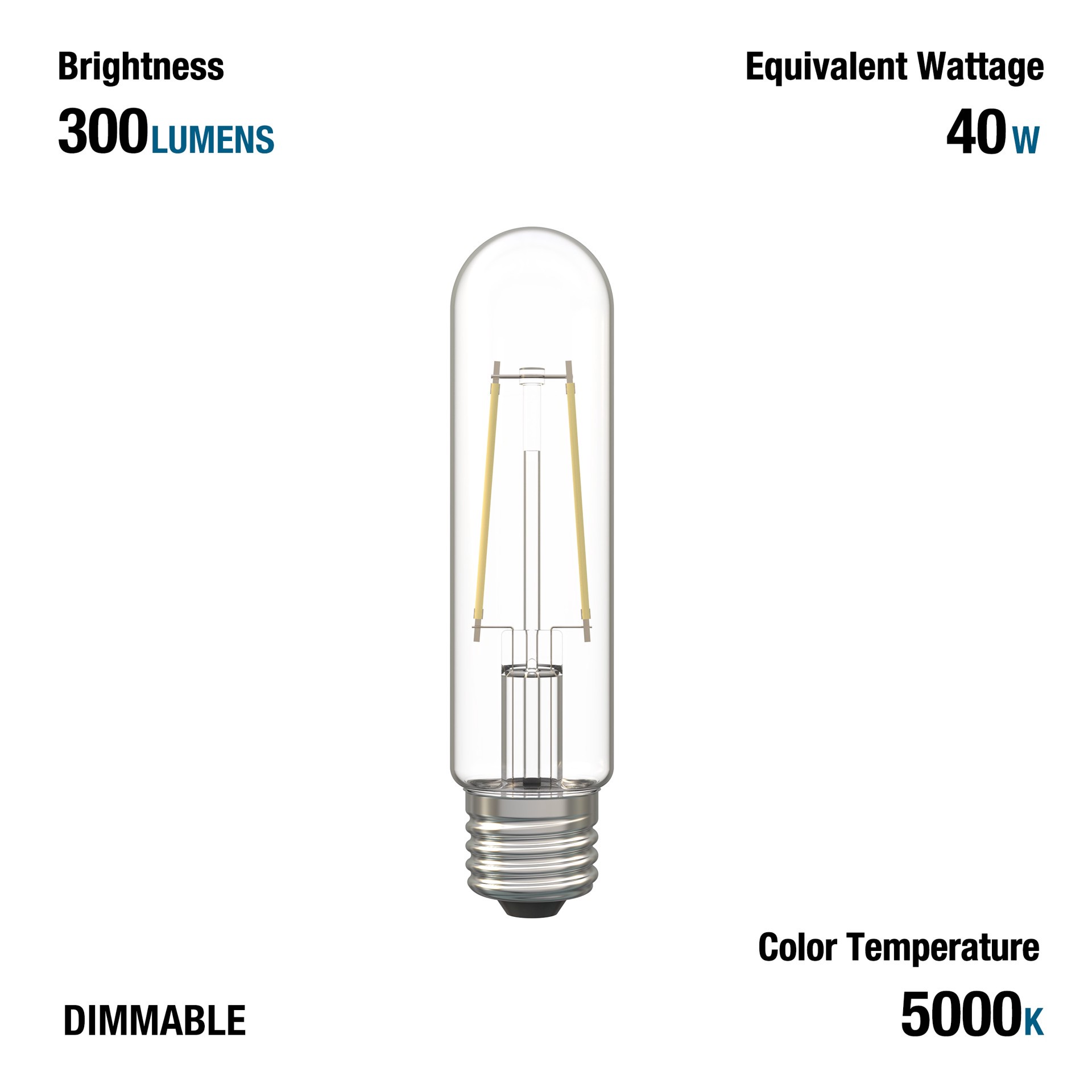 slide 6 of 6, Utilitech Clear Glass 40 -Watt EQ T10 Daylight Medium base (E-26) Dimmable LED General purpose Light Bulb 3 -Pack, 1 ct