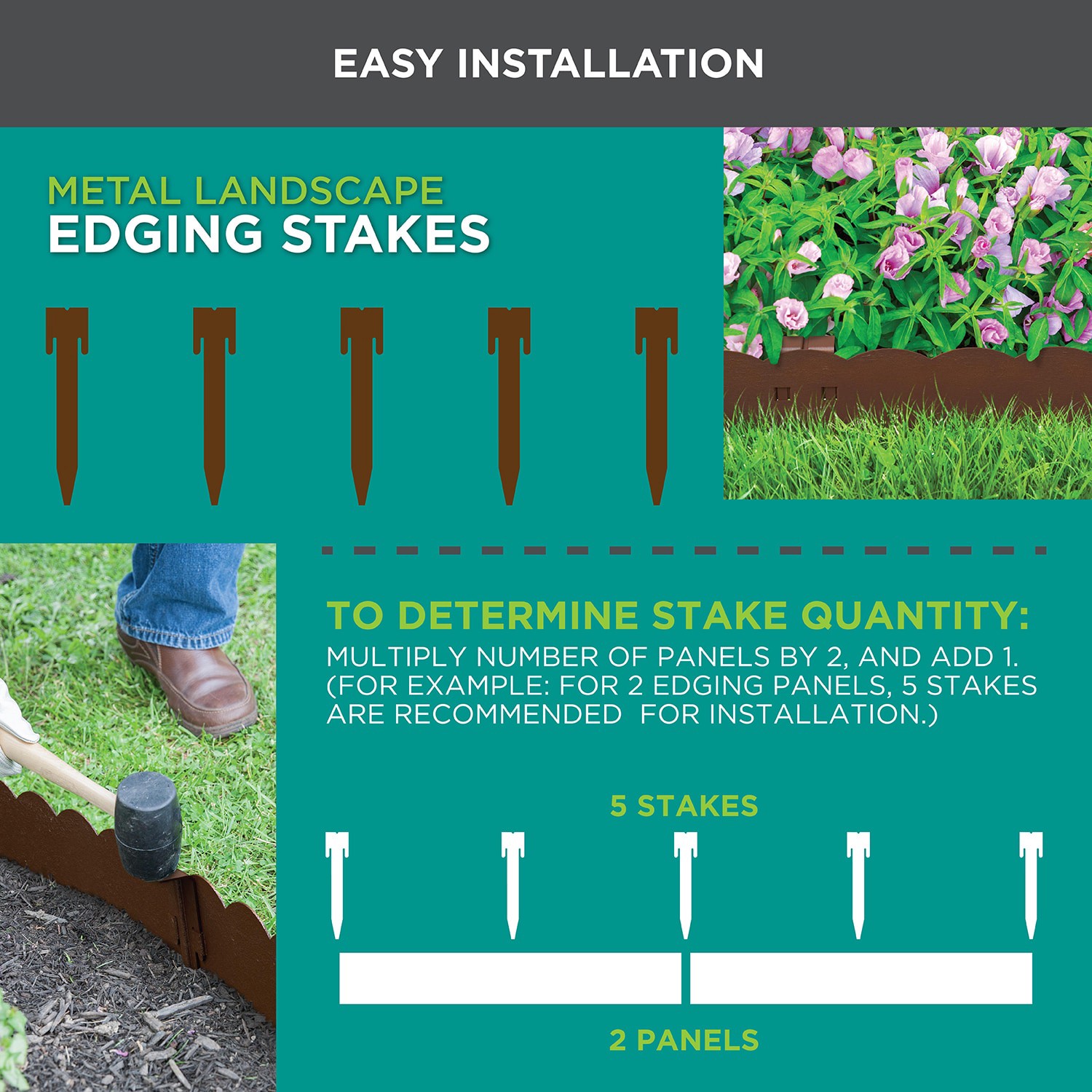 slide 3 of 5, Garden Accents 3 -Pack 10.5-in Bronze Rust Resistant Steel Edging stake, 1 ct