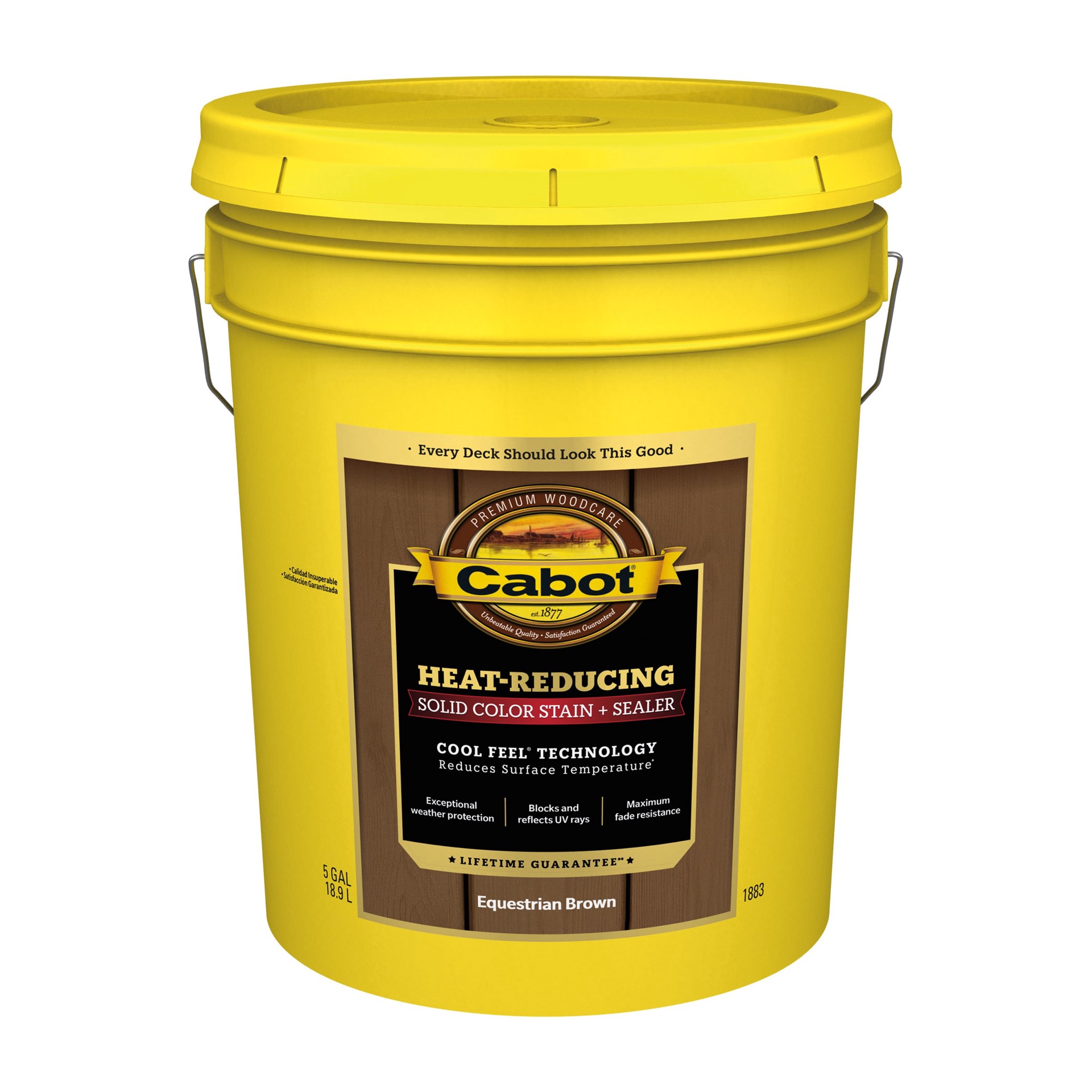 slide 3 of 6, Cabot Heat-Reducing Pre-Tinted Equestrian Brown Solid Exterior Wood Stain and Sealer in One ( 5-gallon ), 1 ct