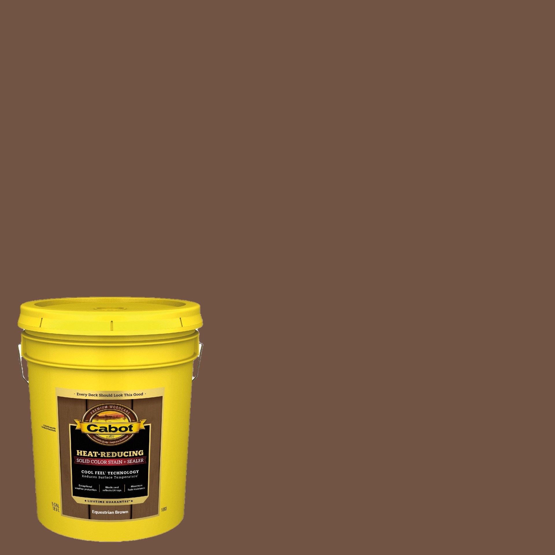 slide 1 of 6, Cabot Heat-Reducing Pre-Tinted Equestrian Brown Solid Exterior Wood Stain and Sealer in One ( 5-gallon ), 1 ct