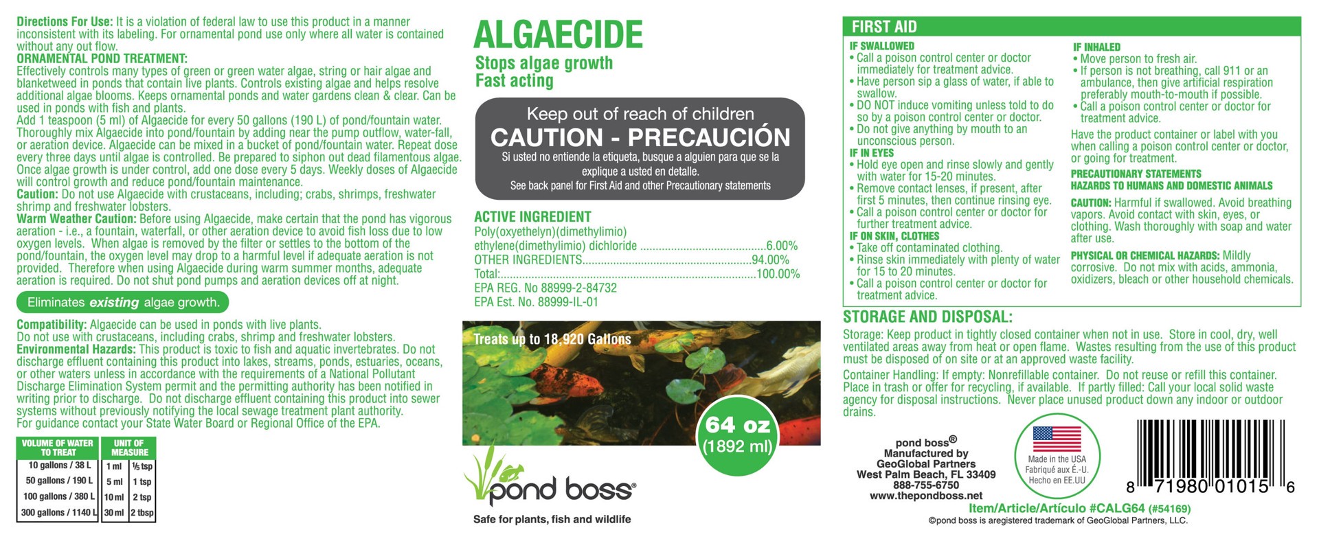 slide 6 of 6, pond boss Algaecide Pond Liquid Algaecide 64 Ounce(s), 1 ct