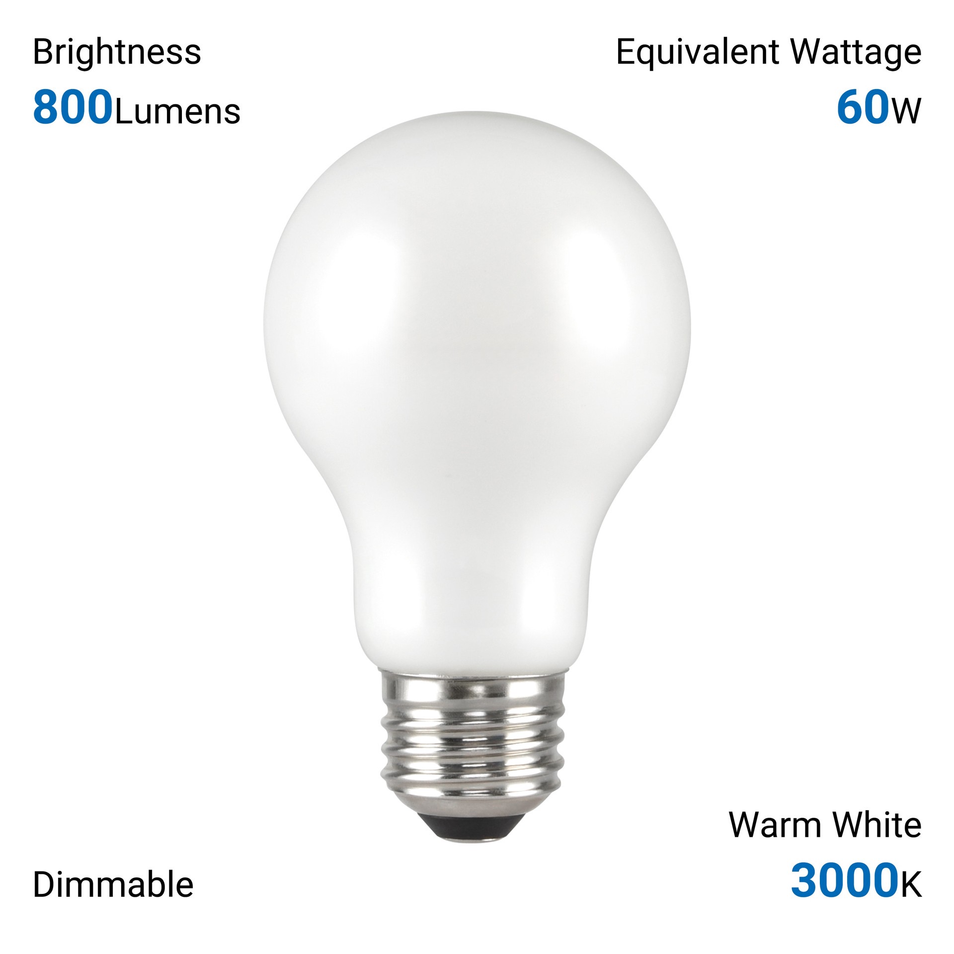 slide 6 of 6, Utilitech 60 -Watt EQ A19 Warm white Medium base (E-26) Dimmable LED General purpose Light Bulb 4 -Pack, 1 ct