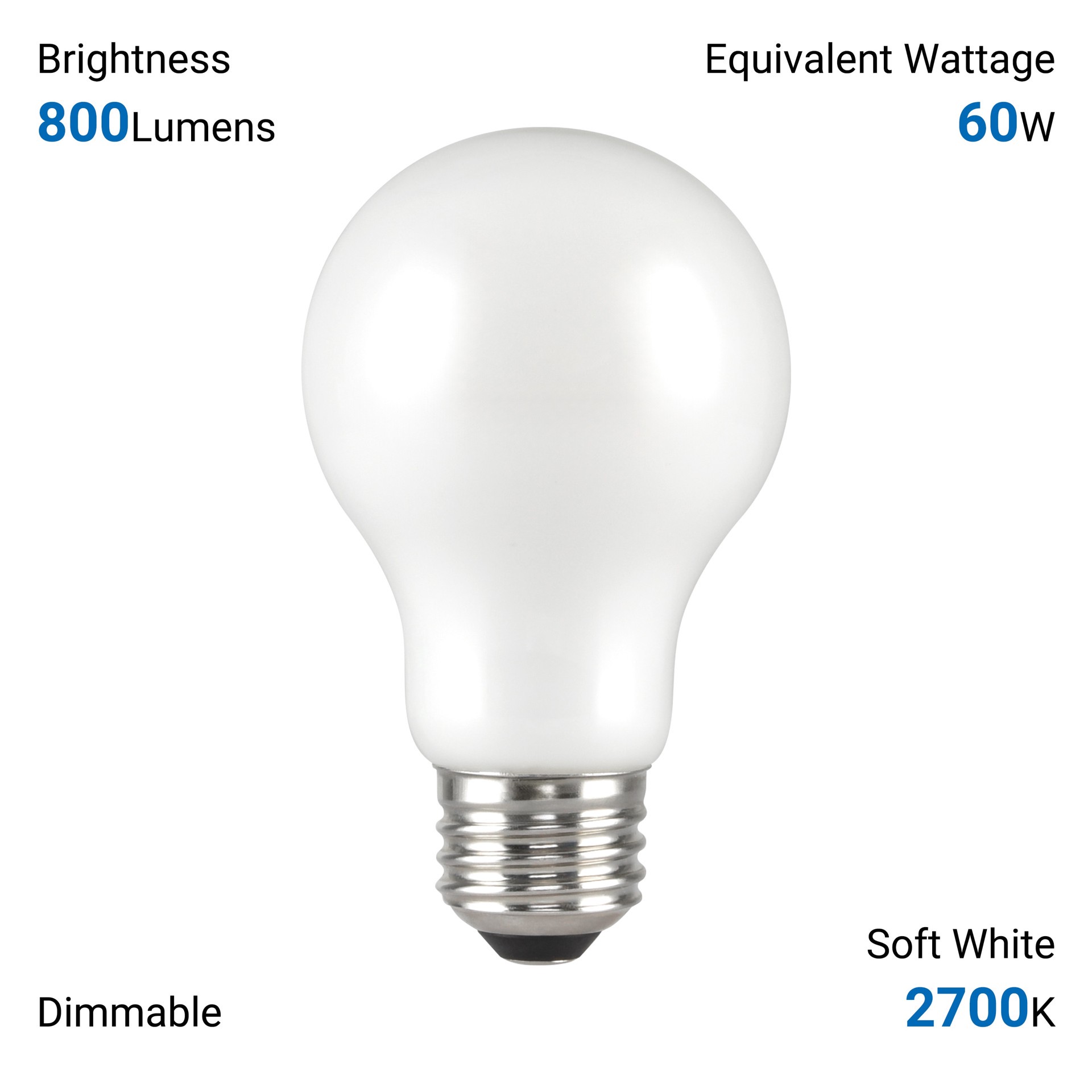 slide 6 of 6, Utilitech Led light bulb 60 -Watt EQ A19 Soft white Medium base (E-26) Dimmable LED General purpose Light Bulb 4 -Pack, 1 ct