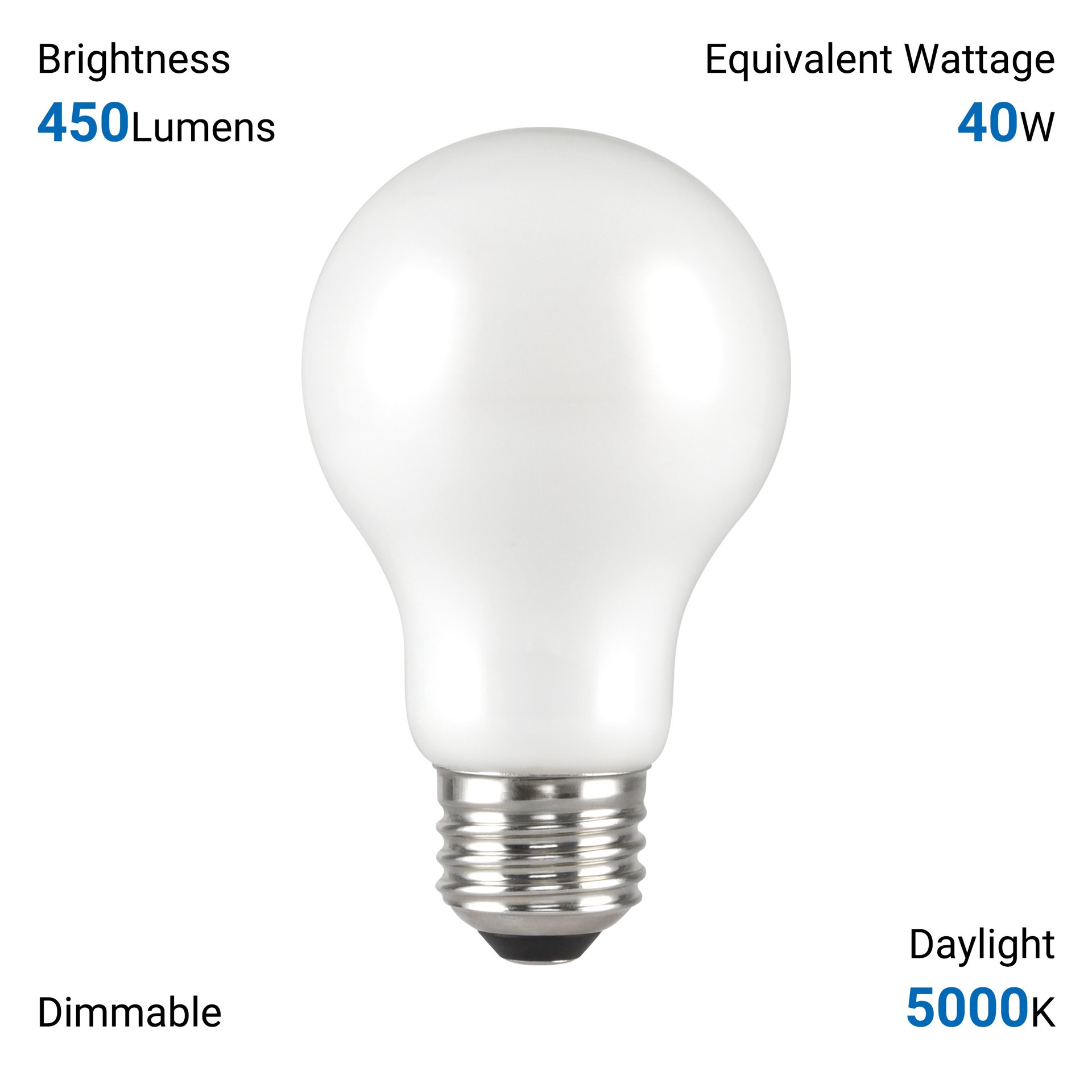 slide 6 of 6, Utilitech 40 -Watt EQ A19 Daylight Medium base (E-26) Dimmable LED General purpose Light Bulb 8 -Pack, 1 ct
