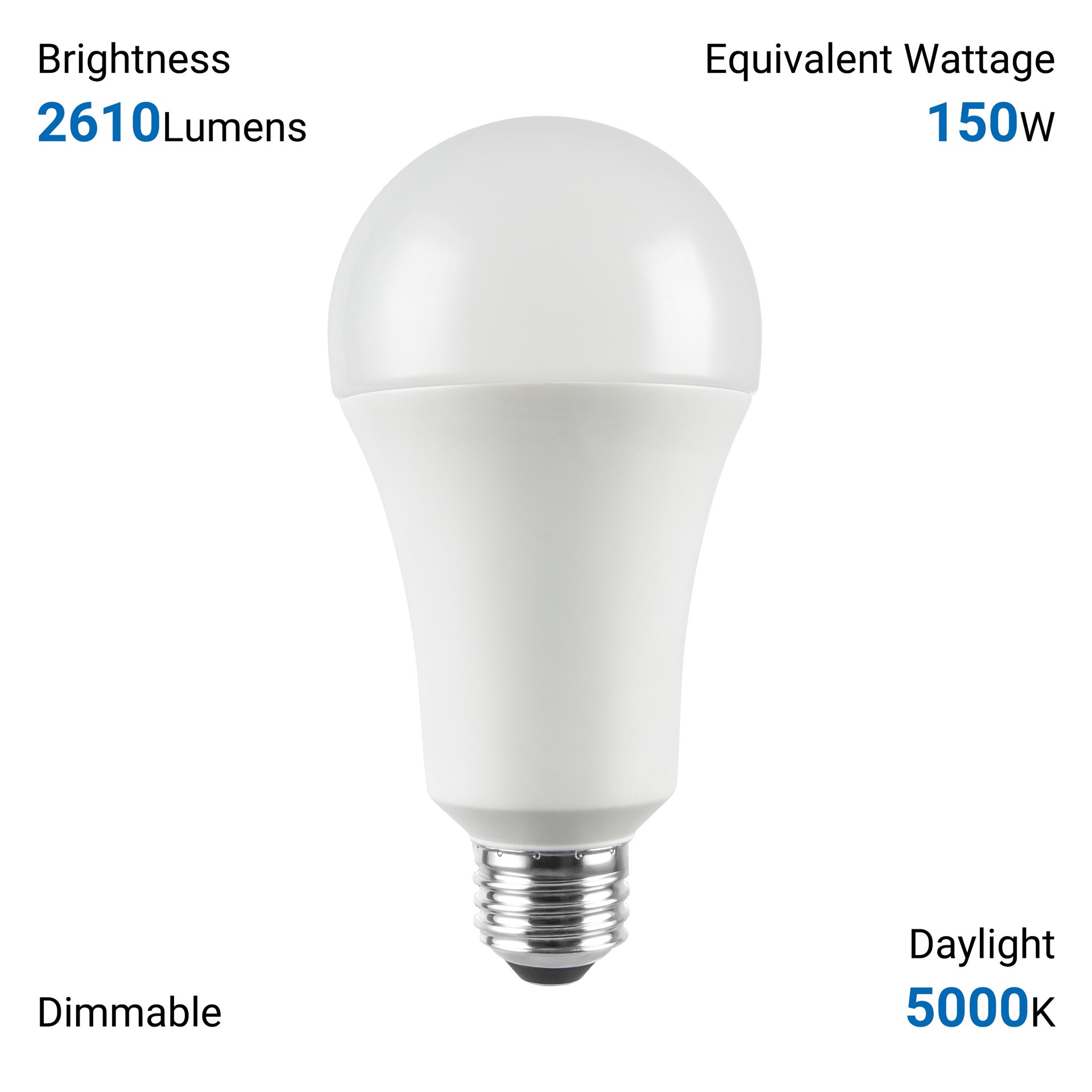 slide 6 of 6, Utilitech 150 -Watt EQ A21 Daylight Medium base (E-26) Dimmable LED General purpose Light Bulb 4 -Pack, 1 ct