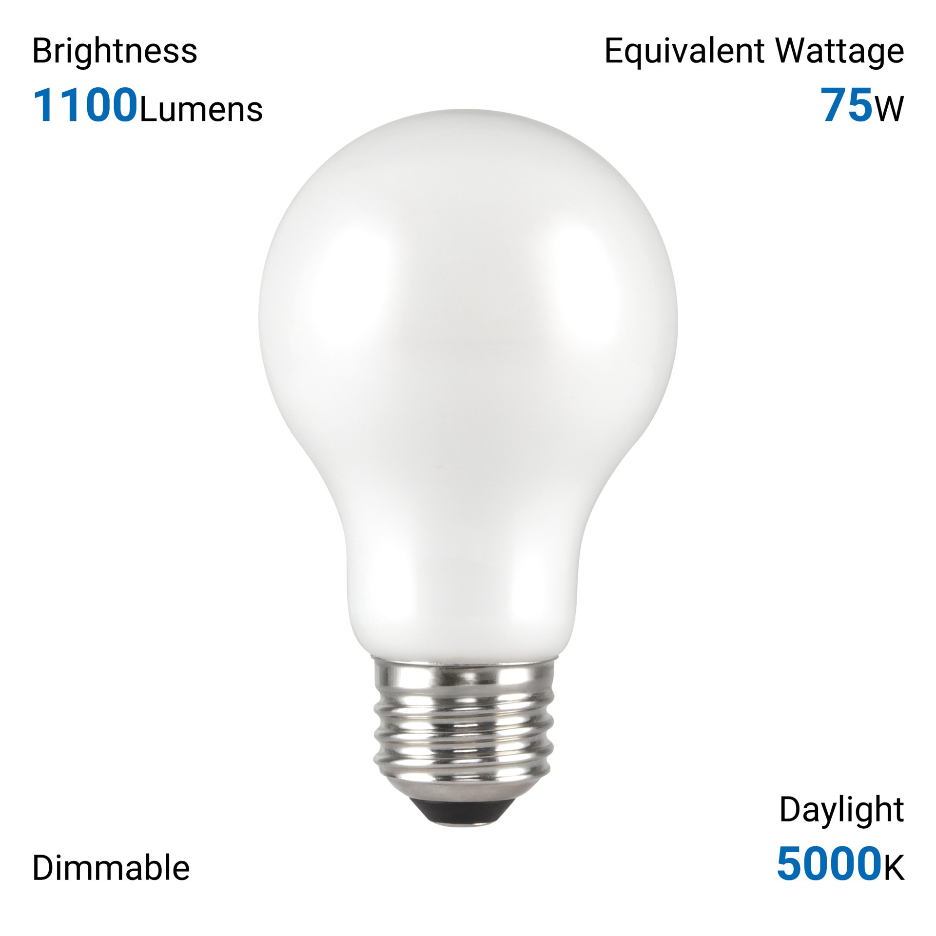 slide 6 of 6, Utilitech 75 -Watt EQ A19 Daylight Medium base (E-26) Dimmable LED General purpose Light Bulb 2 -Pack, 1 ct