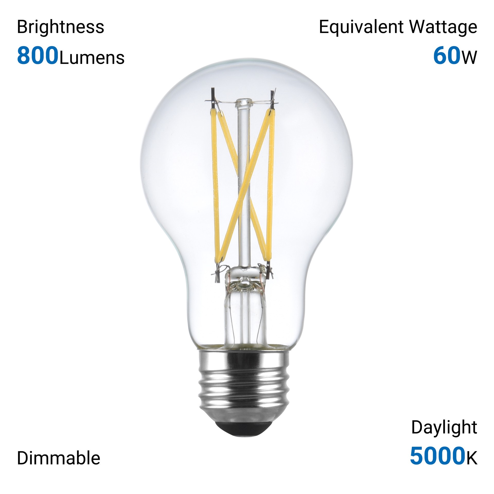 slide 6 of 6, Utilitech 60 -Watt EQ A19 Daylight Medium base (E-26) Dimmable LED General purpose Light Bulb 4 -Pack, 1 ct