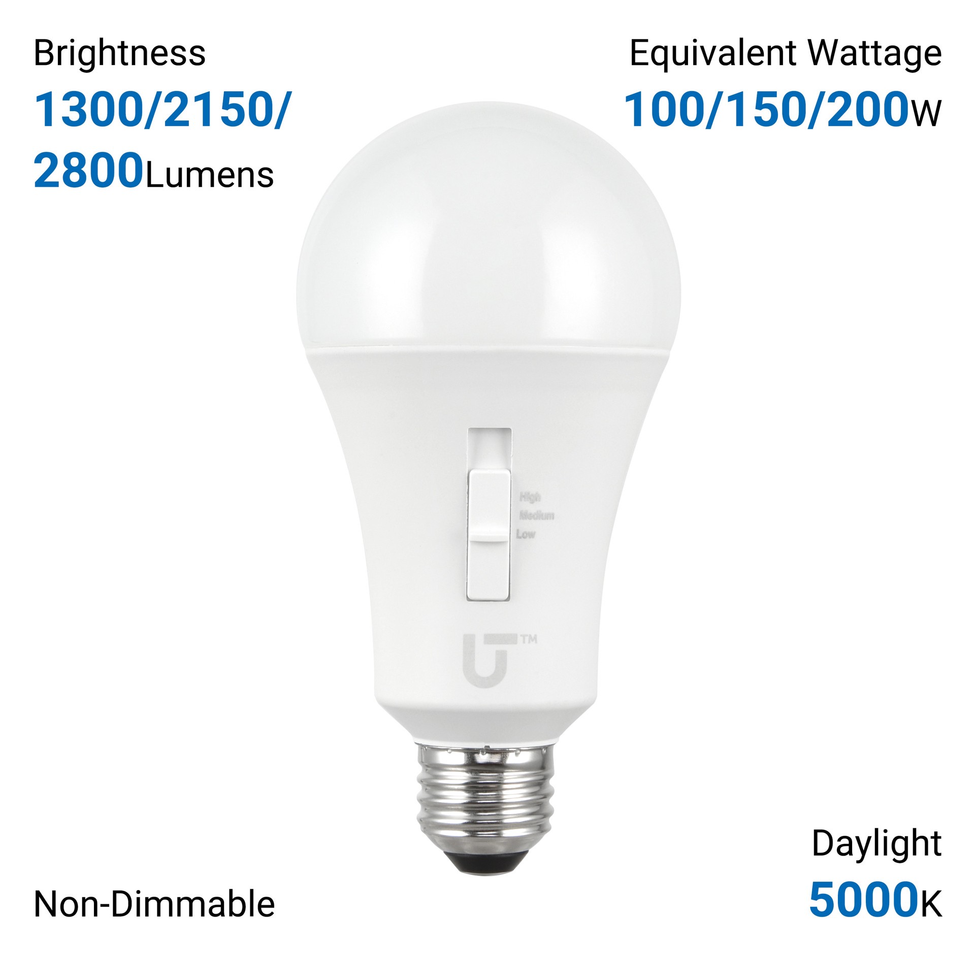 slide 6 of 6, Utilitech 200 -Watt EQ A21 Daylight Medium base (E-26) LED General purpose Light Bulb, 1 ct