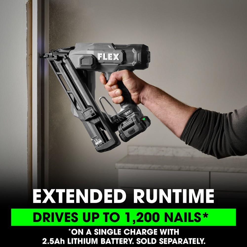slide 3 of 6, FLEX 2-1/2-in 15 -Gauge Cordless Angled Finish Nailer (Battery Not Included and Charger Not Included), 1 ct