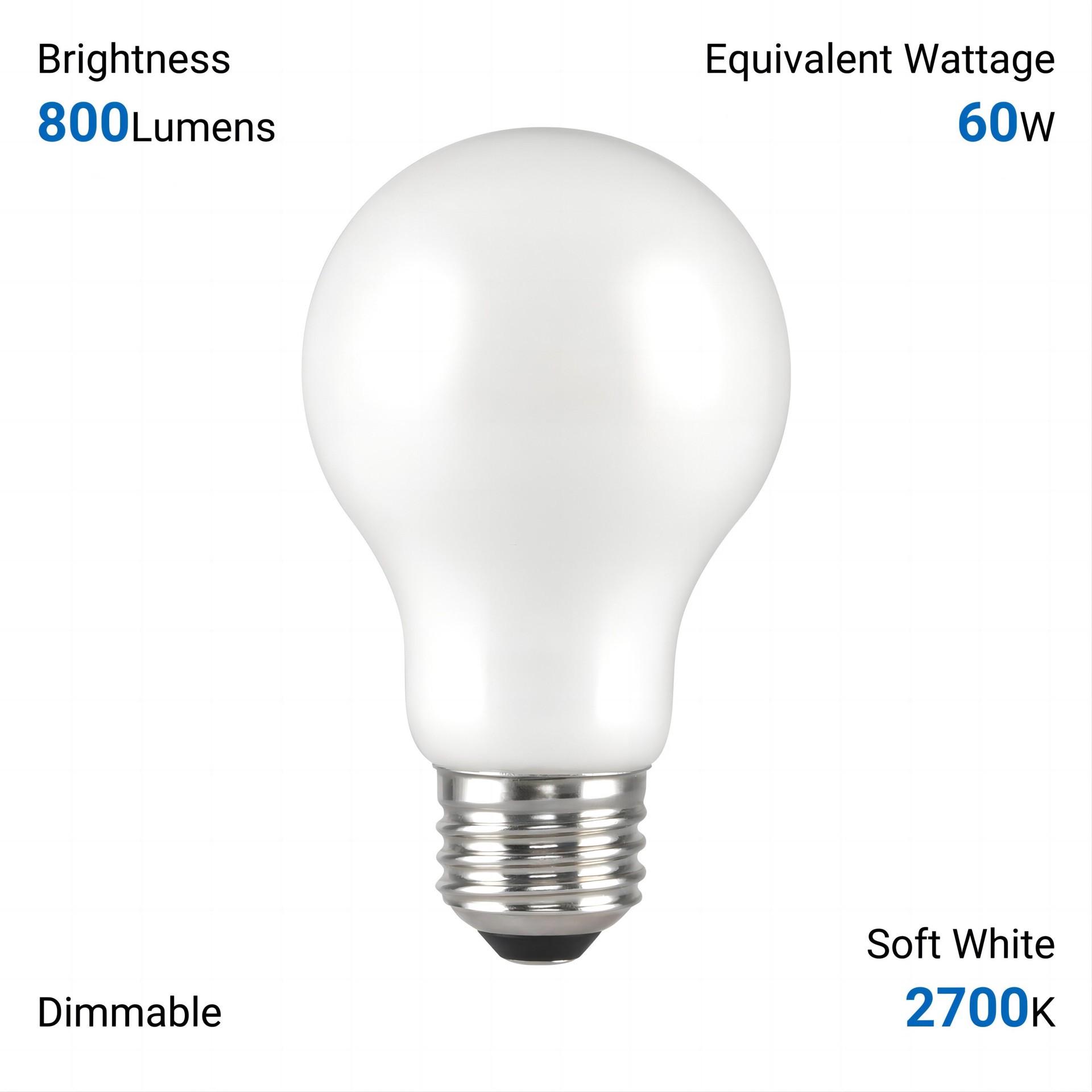 slide 6 of 6, Utilitech 60 -Watt EQ A19 Soft white Medium base (E-26) Dimmable LED General purpose Light Bulb 8 -Pack, 1 ct