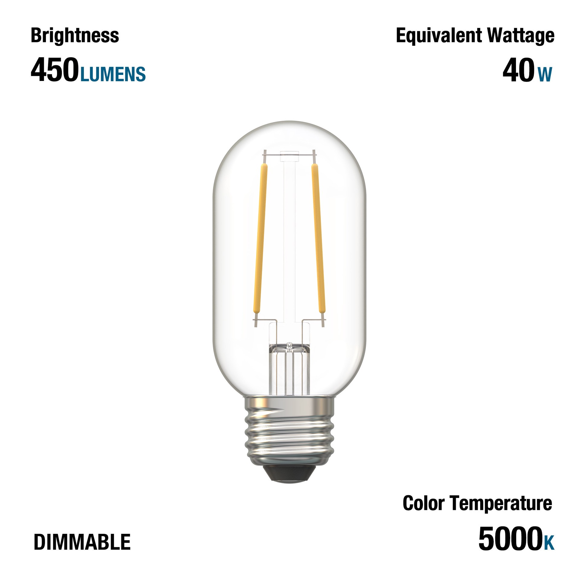 slide 6 of 6, Utilitech 40 -Watt EQ T14 Daylight Medium base (E-26) Dimmable LED General purpose Light Bulb 3 -Pack, 1 ct