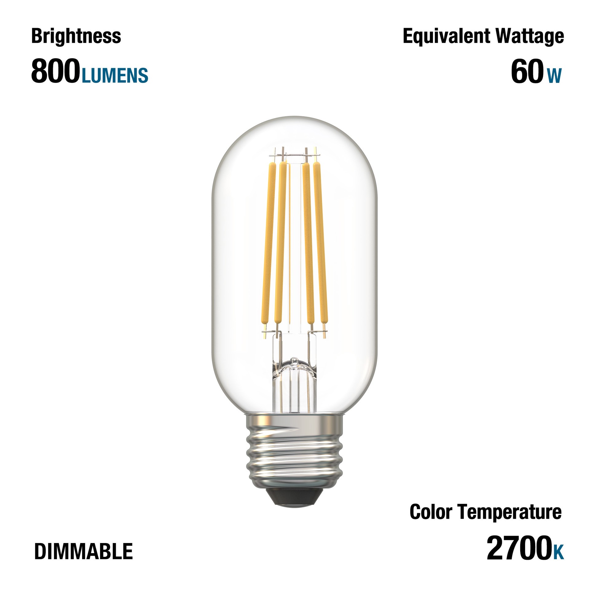 slide 6 of 6, Utilitech 60 -Watt EQ T14 Soft white Medium base (E-26) Dimmable LED General purpose Light Bulb 3 -Pack, 1 ct
