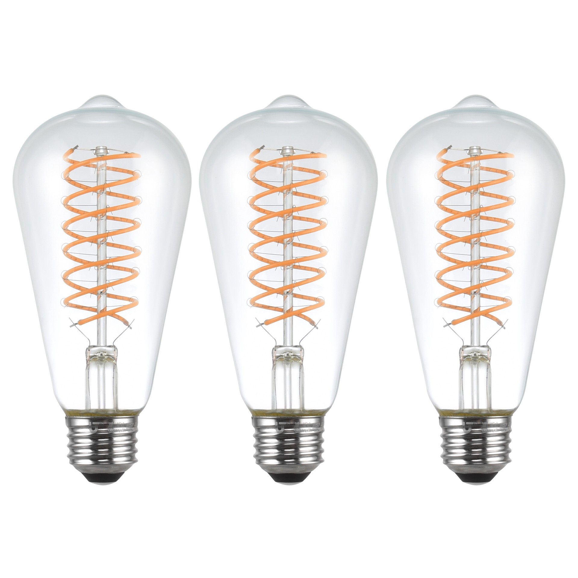 slide 4 of 6, Utilitech Double-Spiral Filament 60 -Watt EQ ST19 Soft white Medium base (E-26) Dimmable LED General purpose Light Bulb 3 -Pack, 1 ct