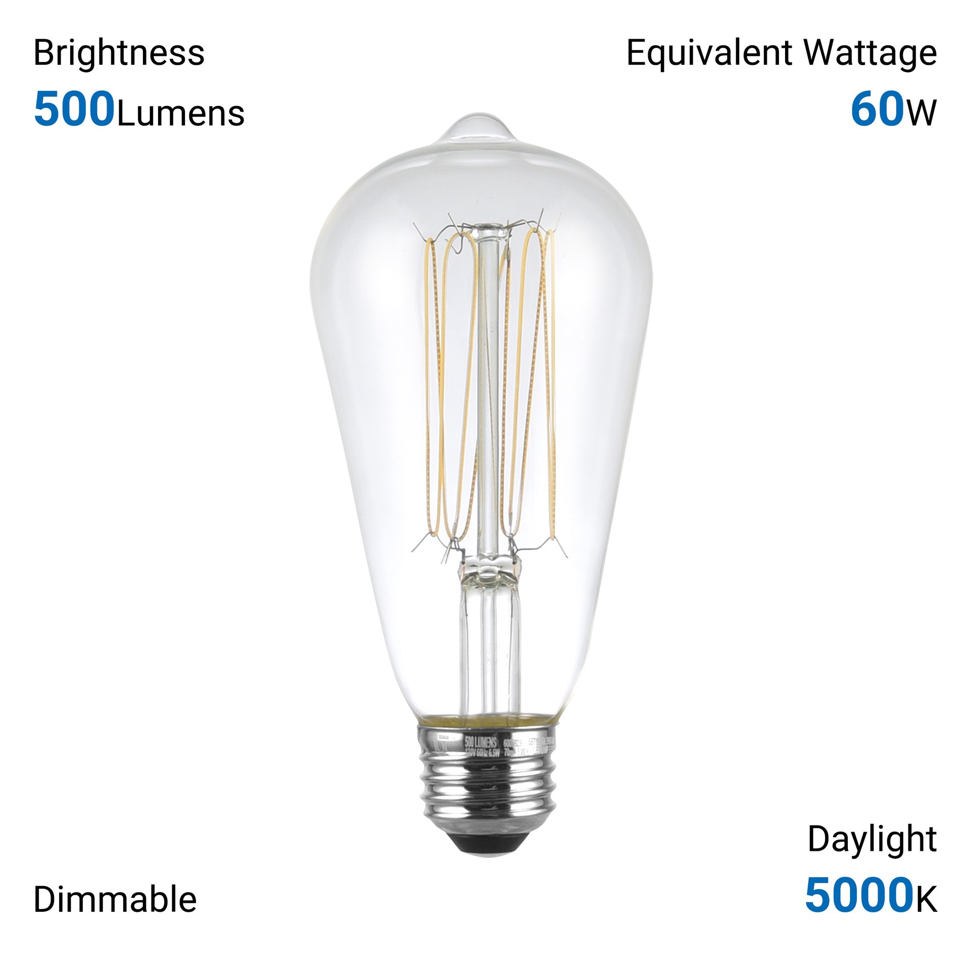 slide 6 of 6, Utilitech Wound-Thin Filament 60 -Watt EQ ST19 Daylight Medium base (E-26) Dimmable LED General purpose Light Bulb 3 -Pack, 1 ct
