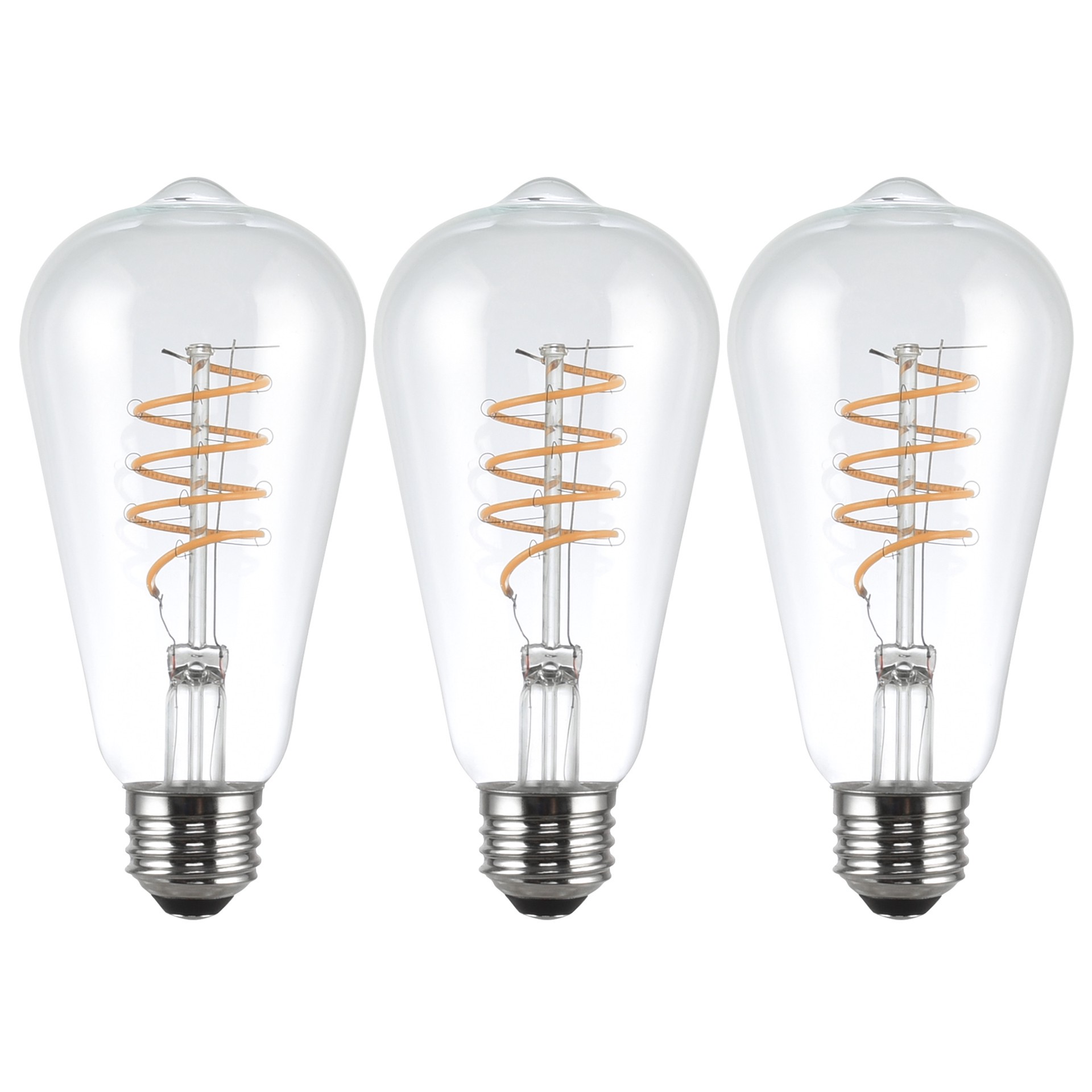 slide 5 of 6, Utilitech Spiral Filament 60 -Watt EQ ST19 Soft white Medium base (E-26) Dimmable LED General purpose Light Bulb 3 -Pack, 1 ct