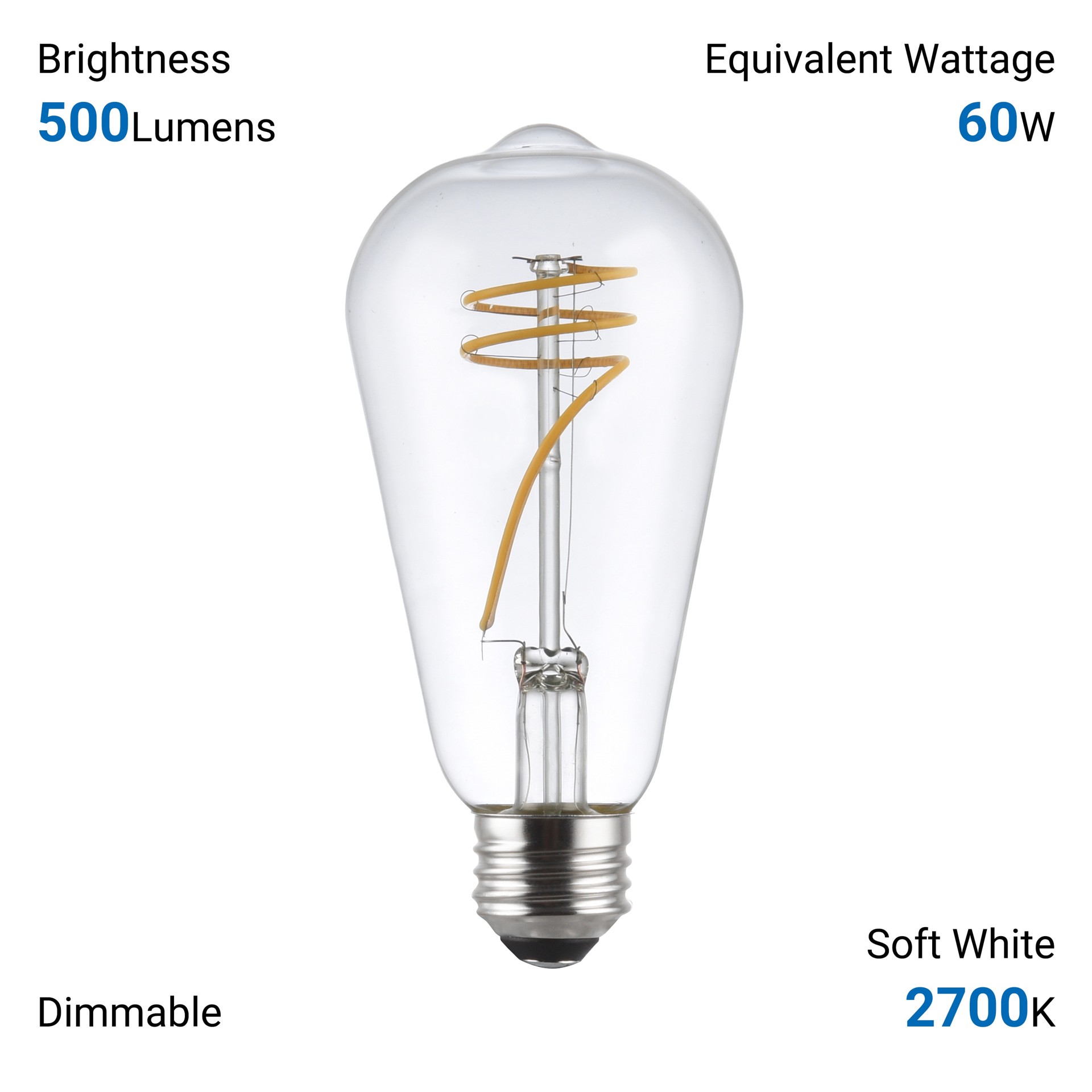 slide 6 of 6, Utilitech Designer Filament 60 -Watt EQ ST19 Soft white Medium base (E-26) Dimmable LED General purpose Light Bulb 3 -Pack, 1 ct