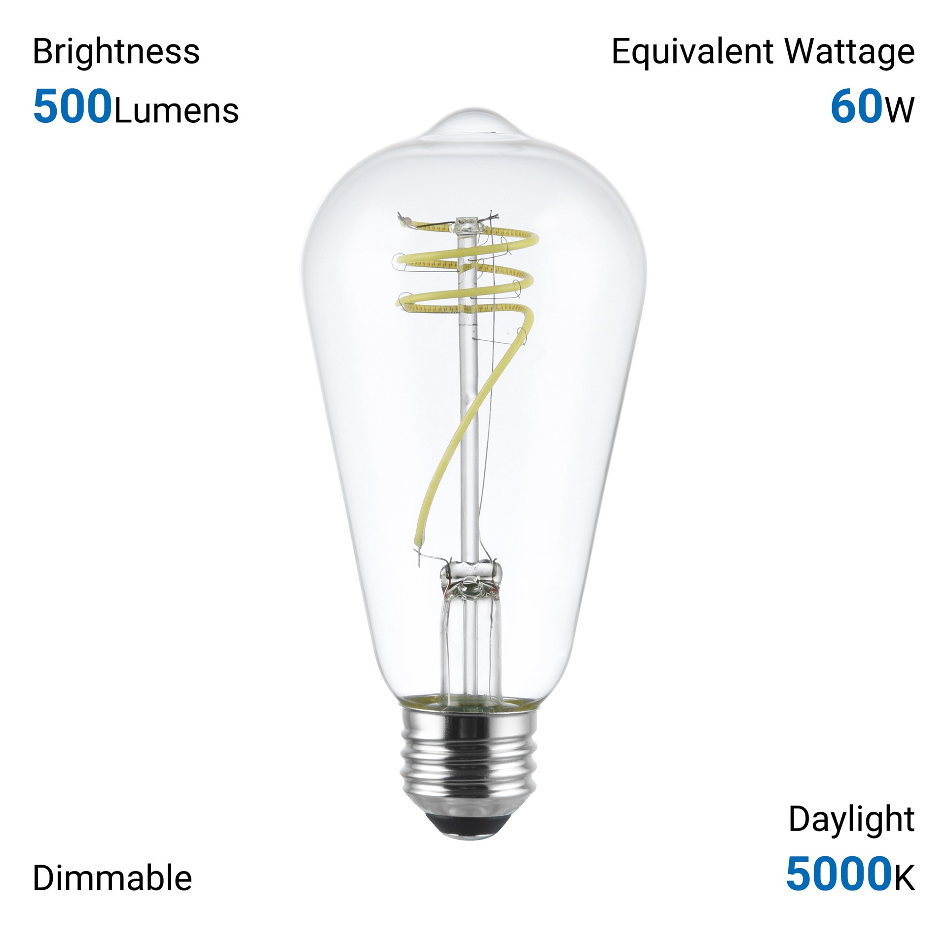 slide 6 of 6, Utilitech Designer Filament 60 -Watt EQ ST19 Daylight Medium base (E-26) Dimmable LED General purpose Light Bulb 3 -Pack, 1 ct