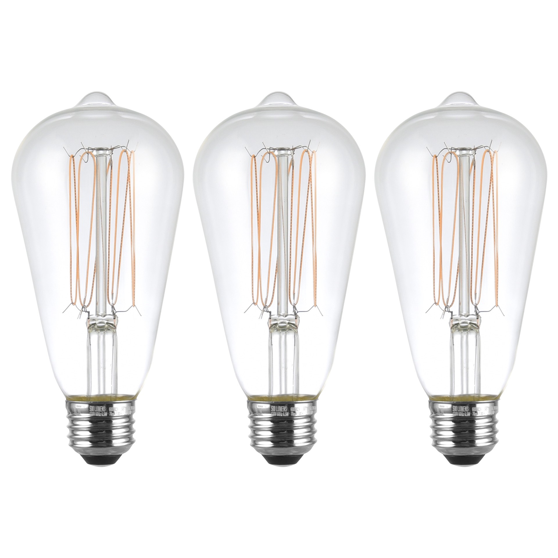 slide 5 of 6, Utilitech Wound-Thin Filament 60 -Watt EQ ST19 Soft white Medium base (E-26) Dimmable LED General purpose Light Bulb 3 -Pack, 1 ct