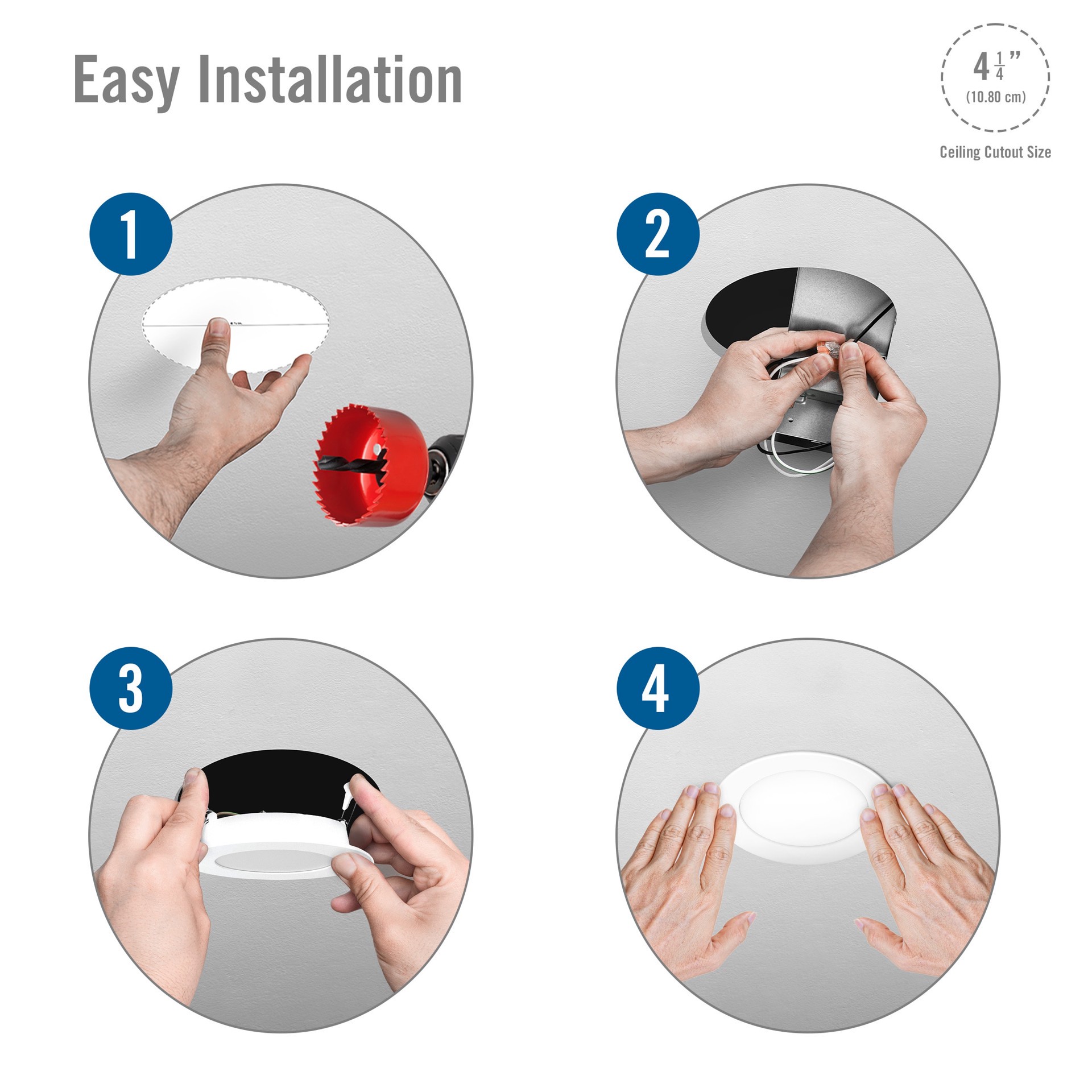 slide 4 of 6, Utilitech White 4-in 450 -Lumens Switchable white Round Dimmable LED Canless Wet rated Recessed Downlight 6 -Pack, 1 ct