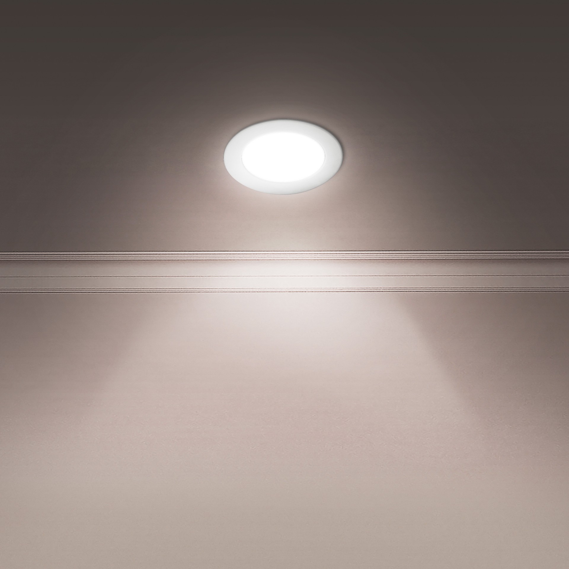 slide 6 of 6, Utilitech White 4-in 450 -Lumens Switchable white Round Dimmable LED Canless Wet rated Recessed Downlight 6 -Pack, 1 ct