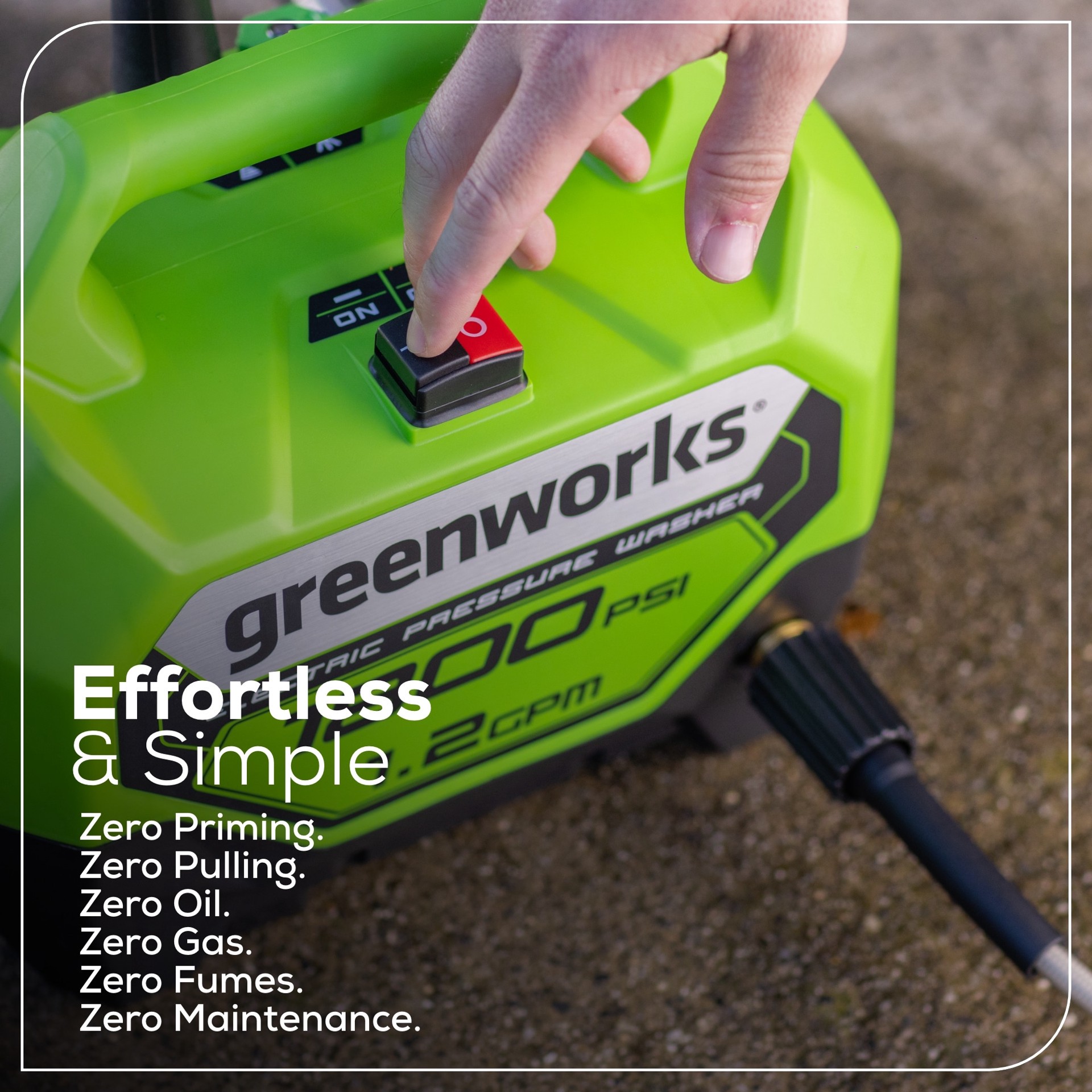 slide 6 of 6, Greenworks 1800-PSI 1.2-GPM Cold Water Electric Pressure washer with 2 Spray Tips, 1 ct