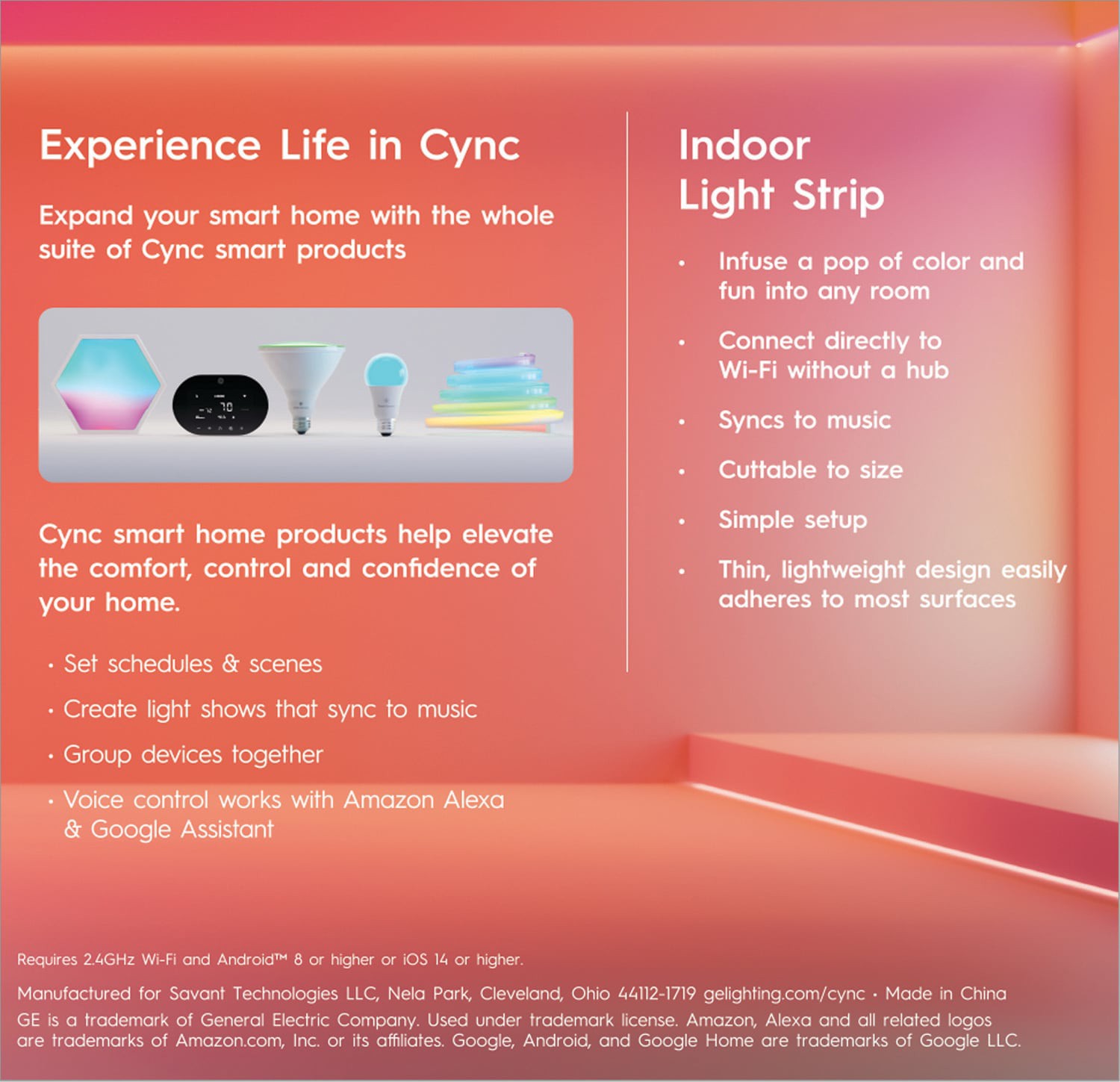 slide 3 of 6, GE 1 -Light Color changing LED Strip Light Fixture, 1 ct