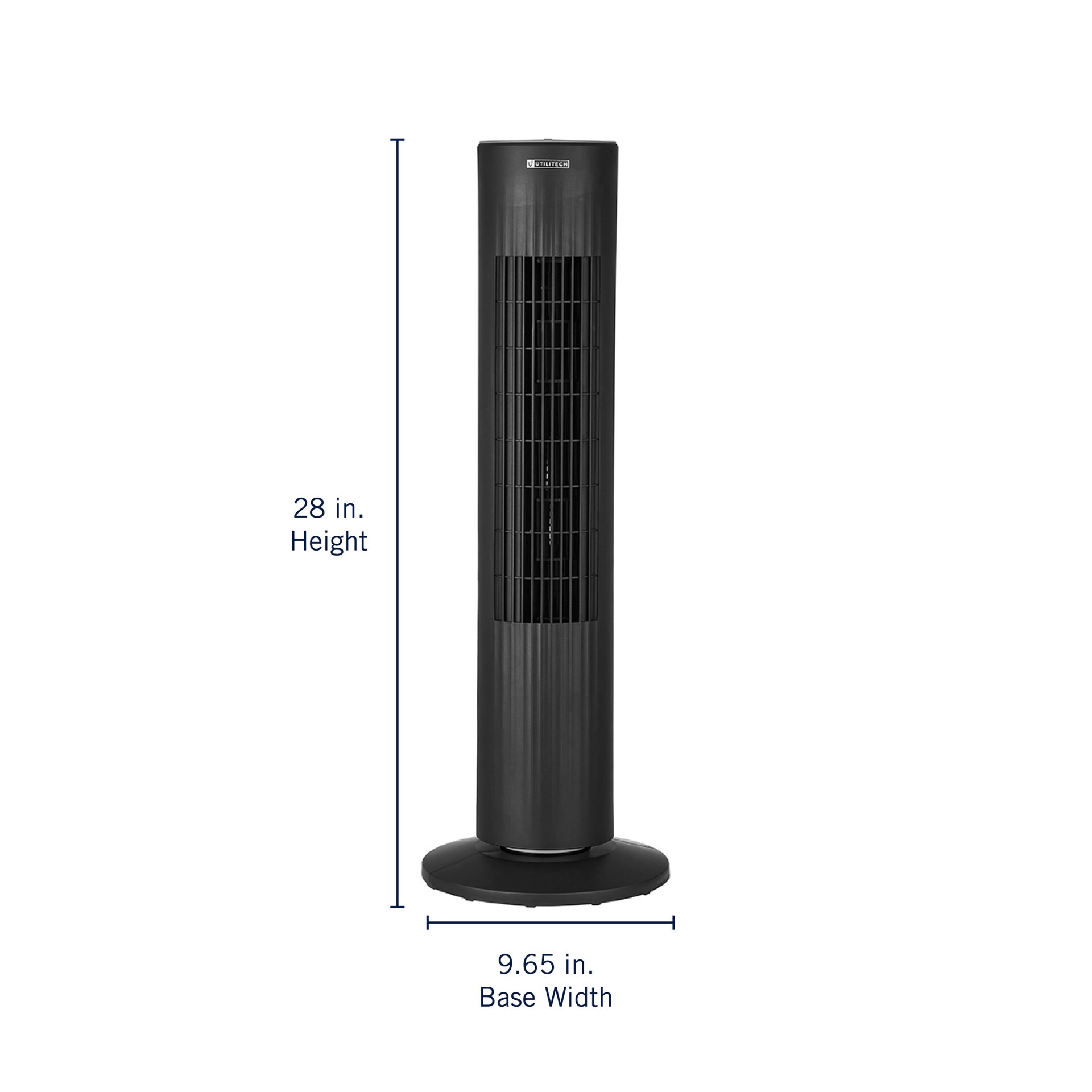 slide 4 of 6, Utilitech 28-in 120 -Volt 3 -Speed Indoor BLACK/MATTE Oscillating Tower Fan, 1 ct