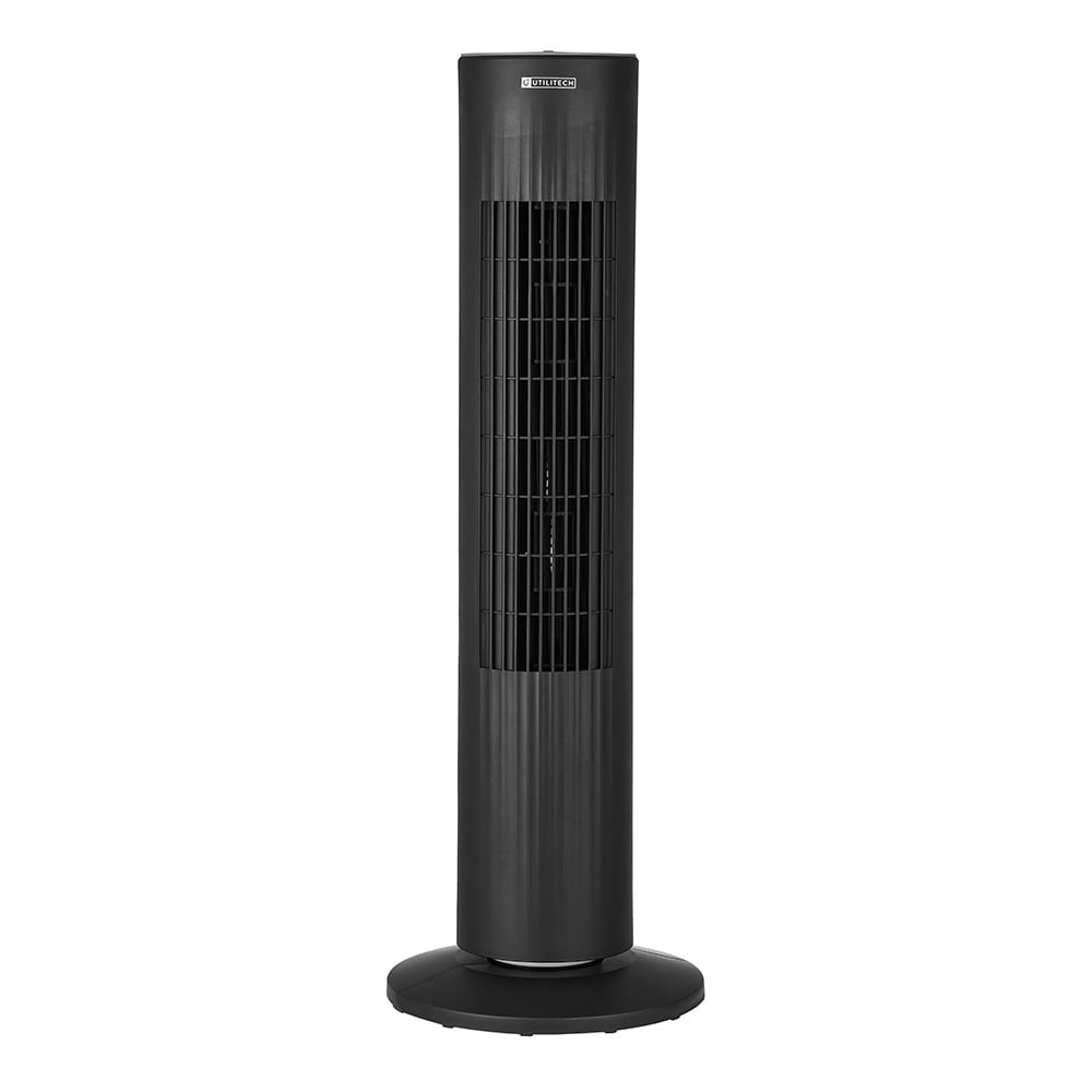 slide 1 of 6, Utilitech 28-in 120 -Volt 3 -Speed Indoor BLACK/MATTE Oscillating Tower Fan, 1 ct