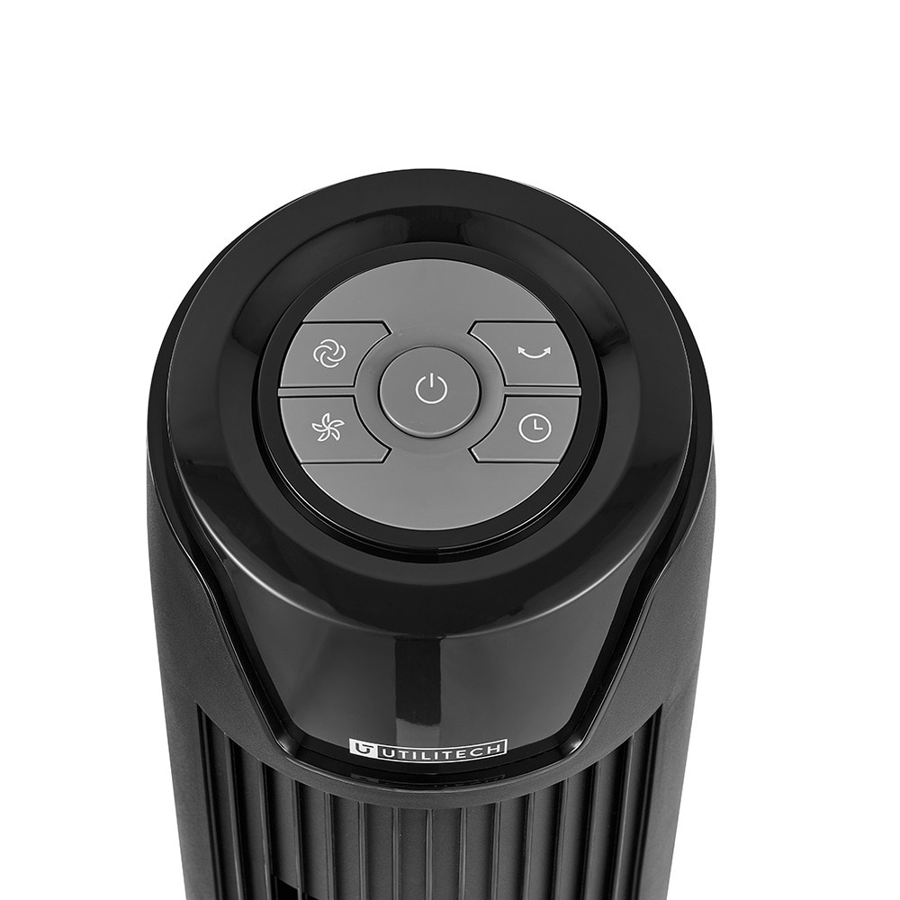 slide 6 of 6, Utilitech 36-in 120 -Volt 3 -Speed Indoor BLACK/MATTE Oscillating Tower Fan with Remote, 1 ct