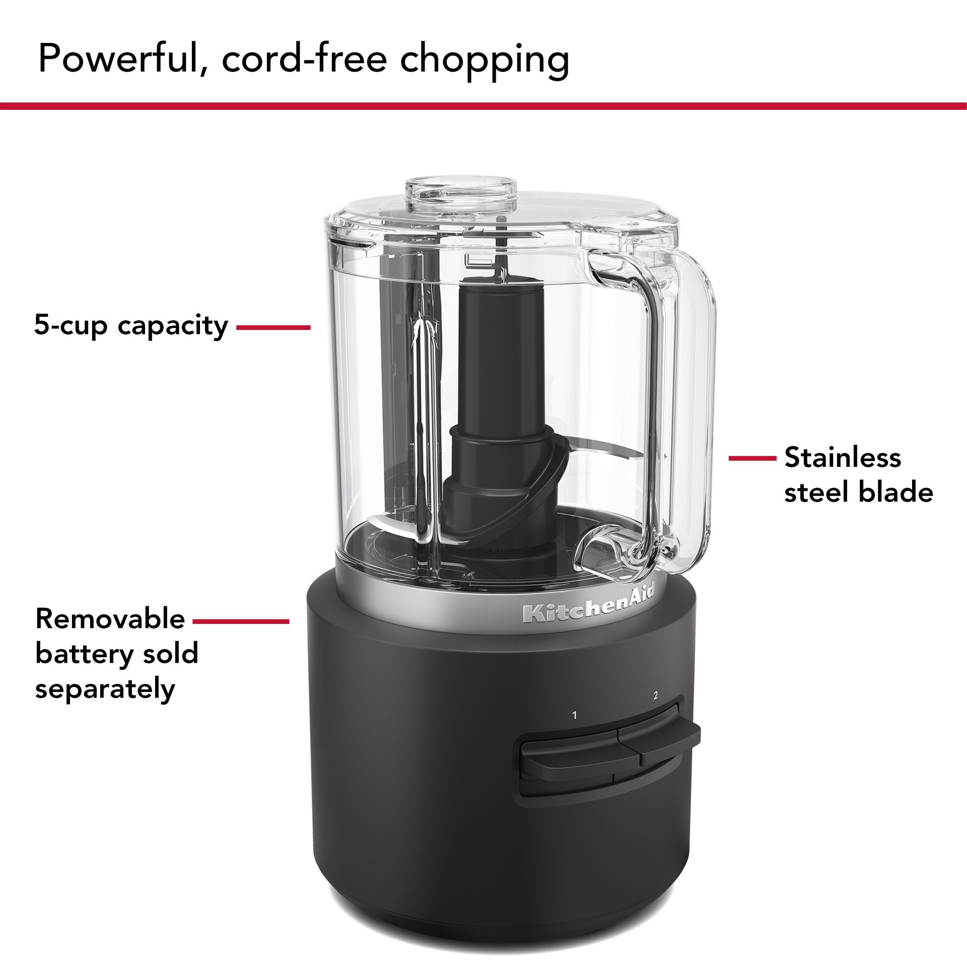 slide 4 of 6, KitchenAid Go 5-Cup Plastic Mini Food Chopper ( Matte Black ), 1 ct