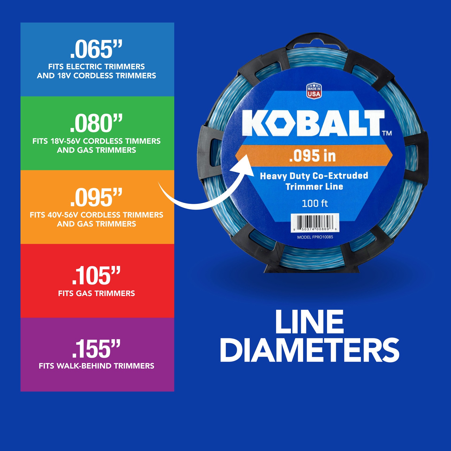 slide 4 of 4, Kobalt 100 -Pack 0.095-in x 100-ft Spooled Trimmer Line, 1 ct