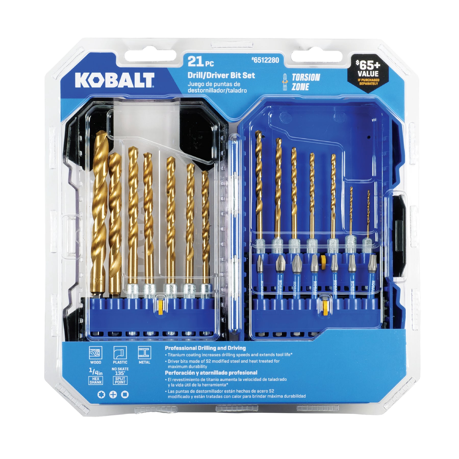 slide 2 of 6, Kobalt 21 -Piece x Titanium coated HSS Jobber length Twist Drill Bit Set, 1 ct