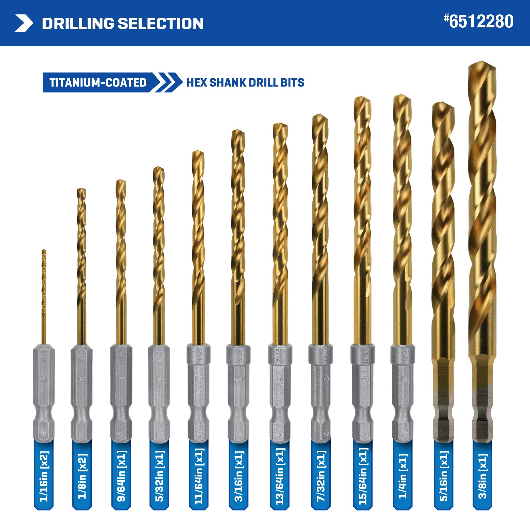 slide 4 of 6, Kobalt 21 -Piece x Titanium coated HSS Jobber length Twist Drill Bit Set, 1 ct