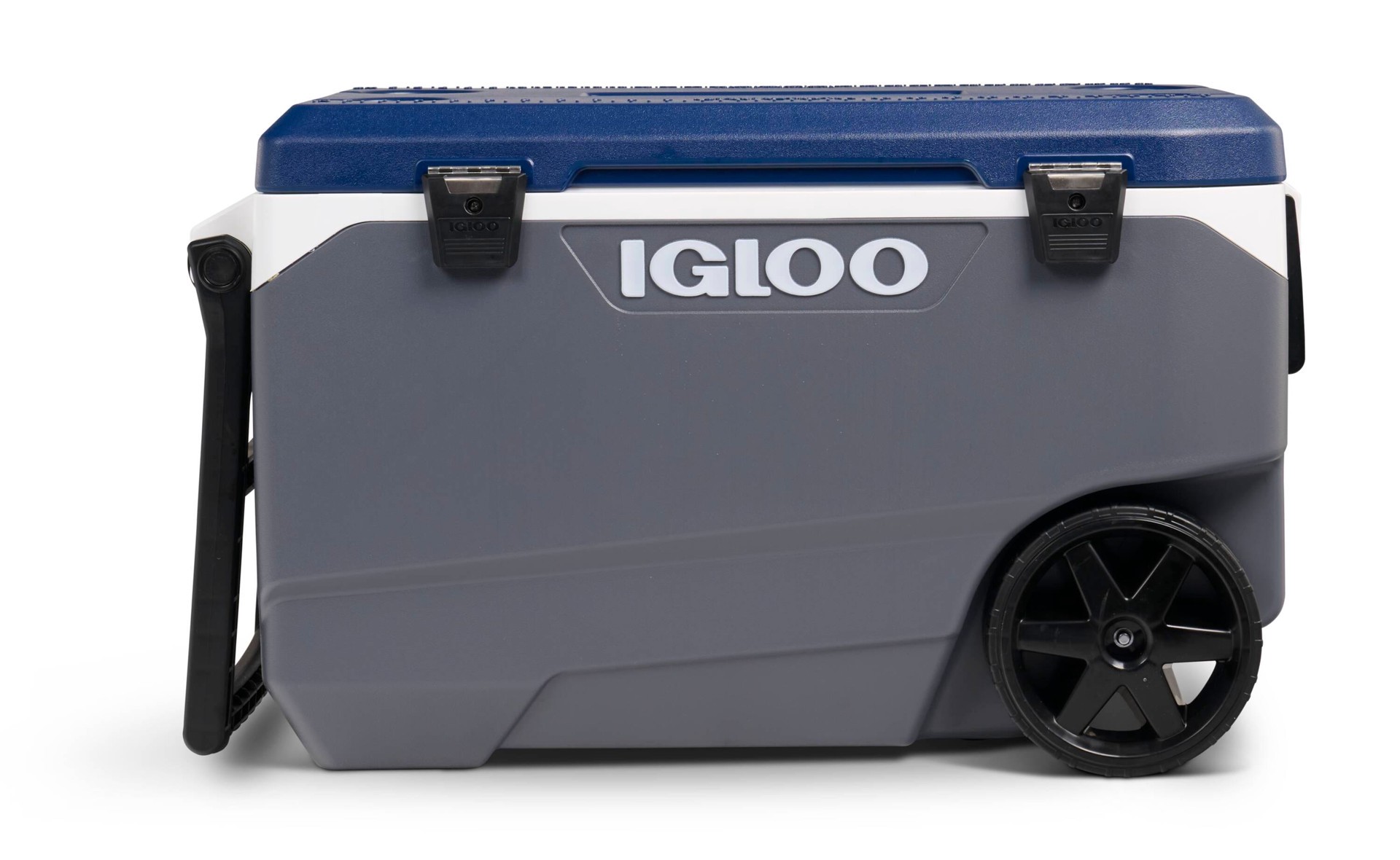slide 3 of 6, Igloo Grey, White, Blue 90 Quart(s) Hard Insulated Wheeled Chest cooler with Drainage Spout, 1 ct