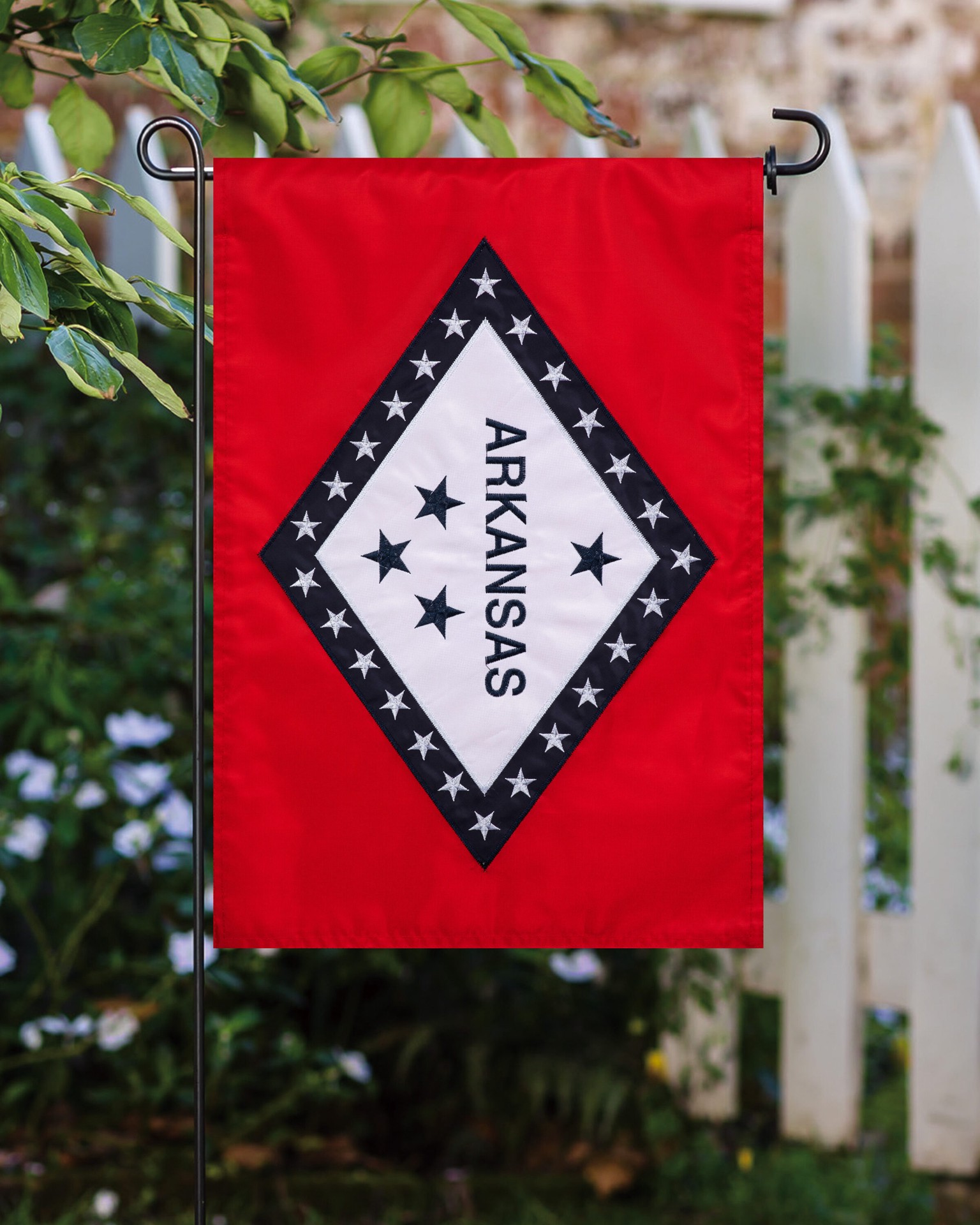 slide 4 of 6, Style Selections 1 W x 1.5 H Arkansas State Garden flag, 1 ct