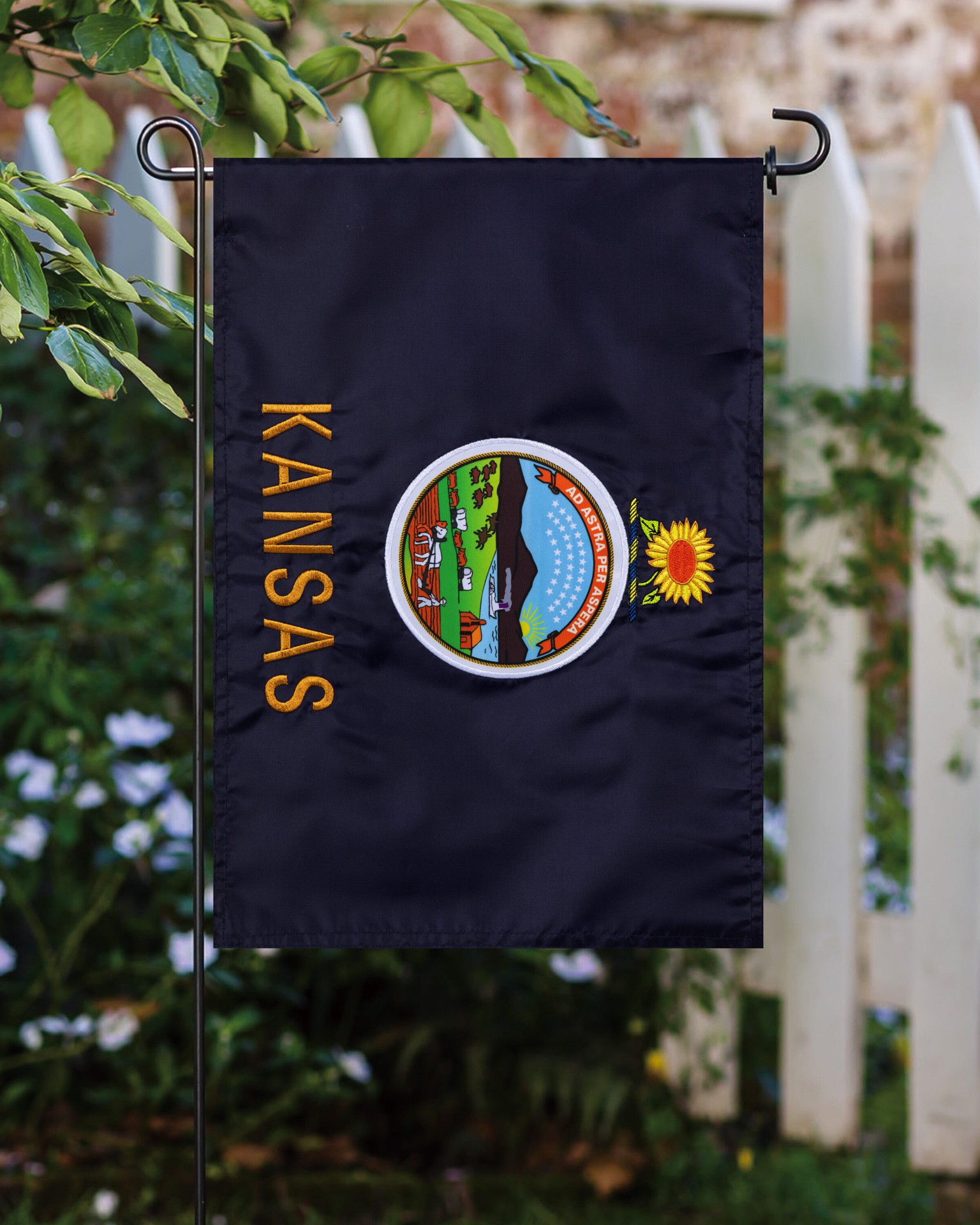 slide 4 of 6, Style Selections 1 W x 1.5 H State Kansas State Garden flag, 1 ct