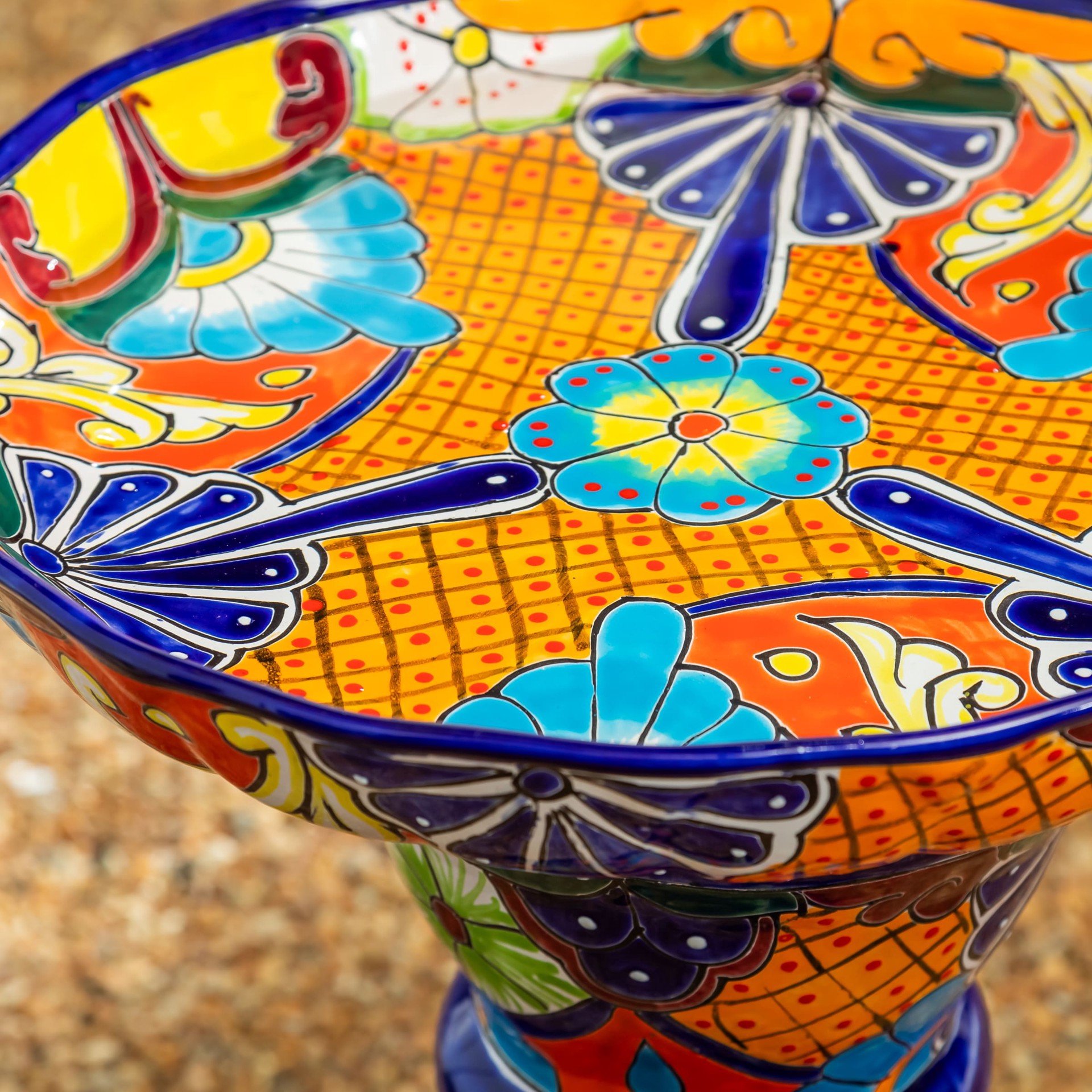 slide 4 of 6, Style Selections 26-in H Multi-color Clay Complete birdbath, 1 ct