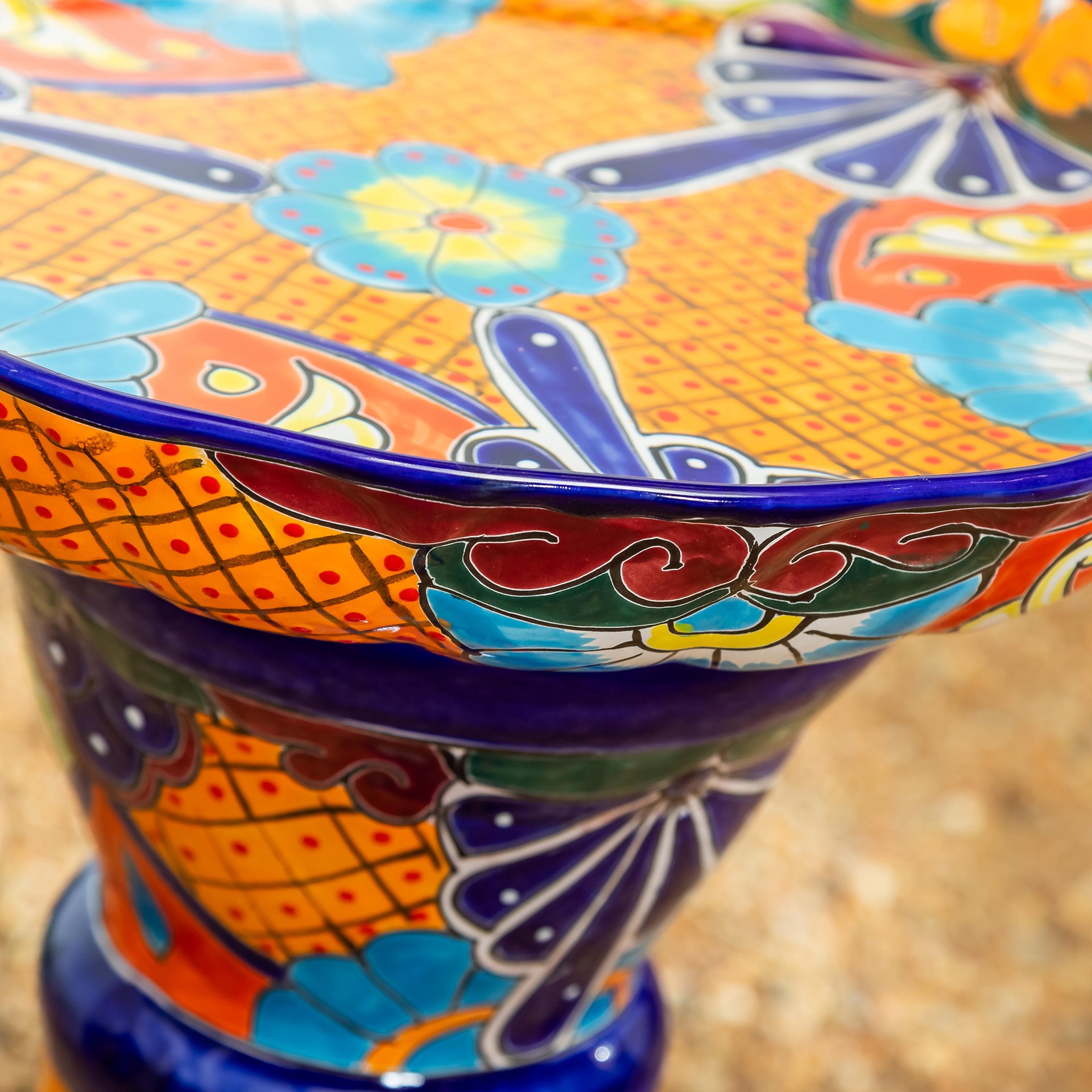 slide 5 of 6, Style Selections 26-in H Multi-color Clay Complete birdbath, 1 ct