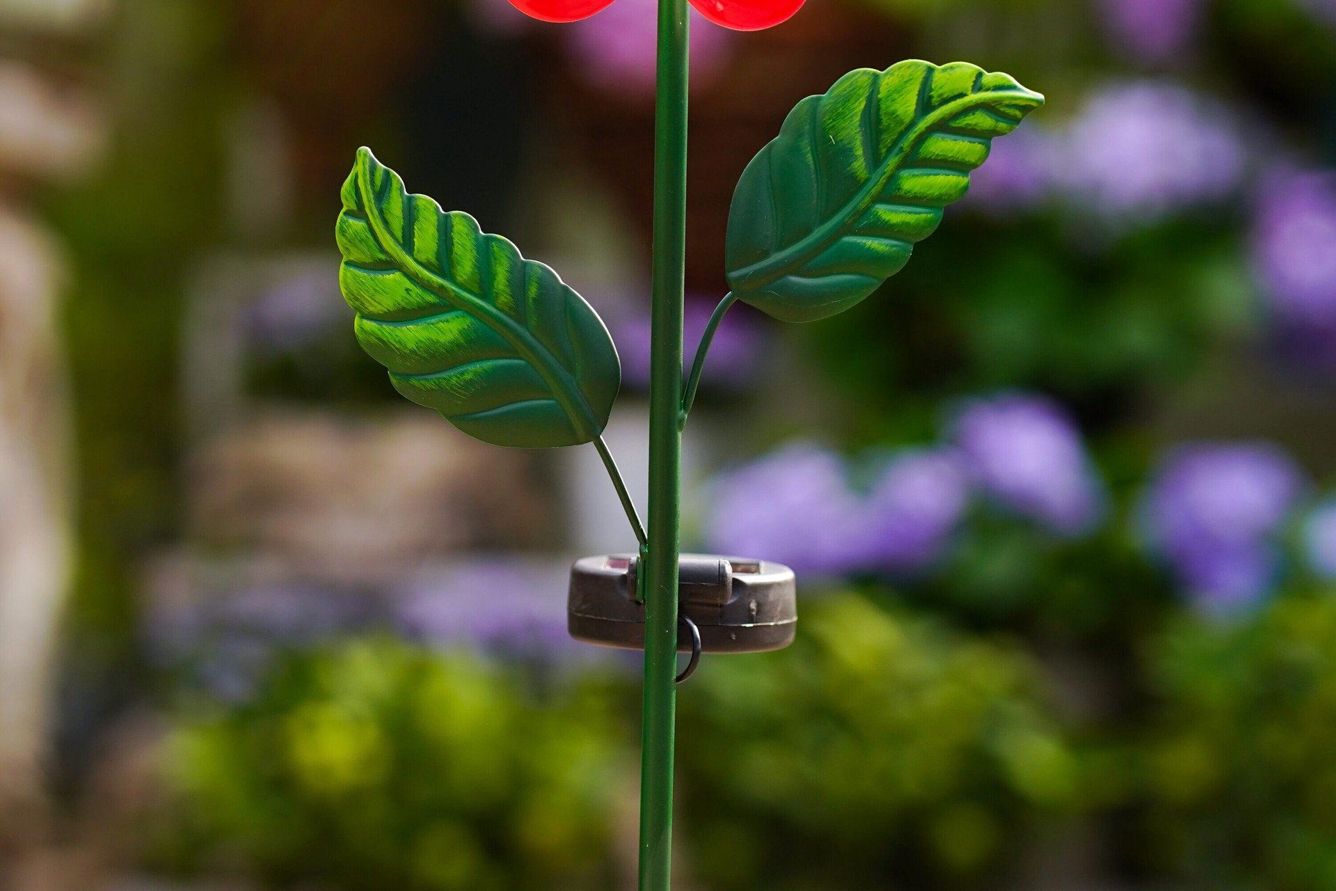 slide 4 of 6, Style Selections 36-in Purple, Green Metal Solar Garden Stake, 1 ct