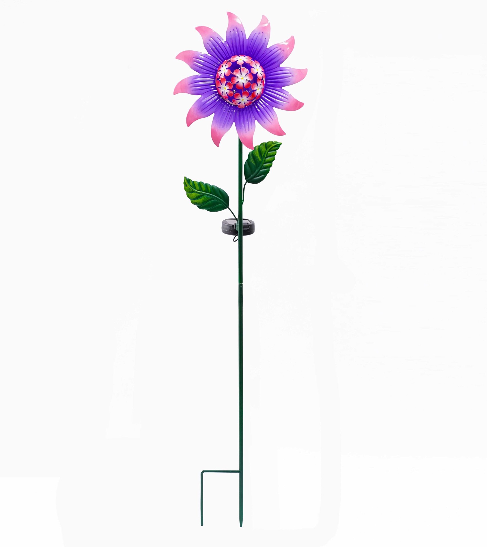 slide 1 of 6, Style Selections 36-in Purple, Green Metal Solar Garden Stake, 1 ct