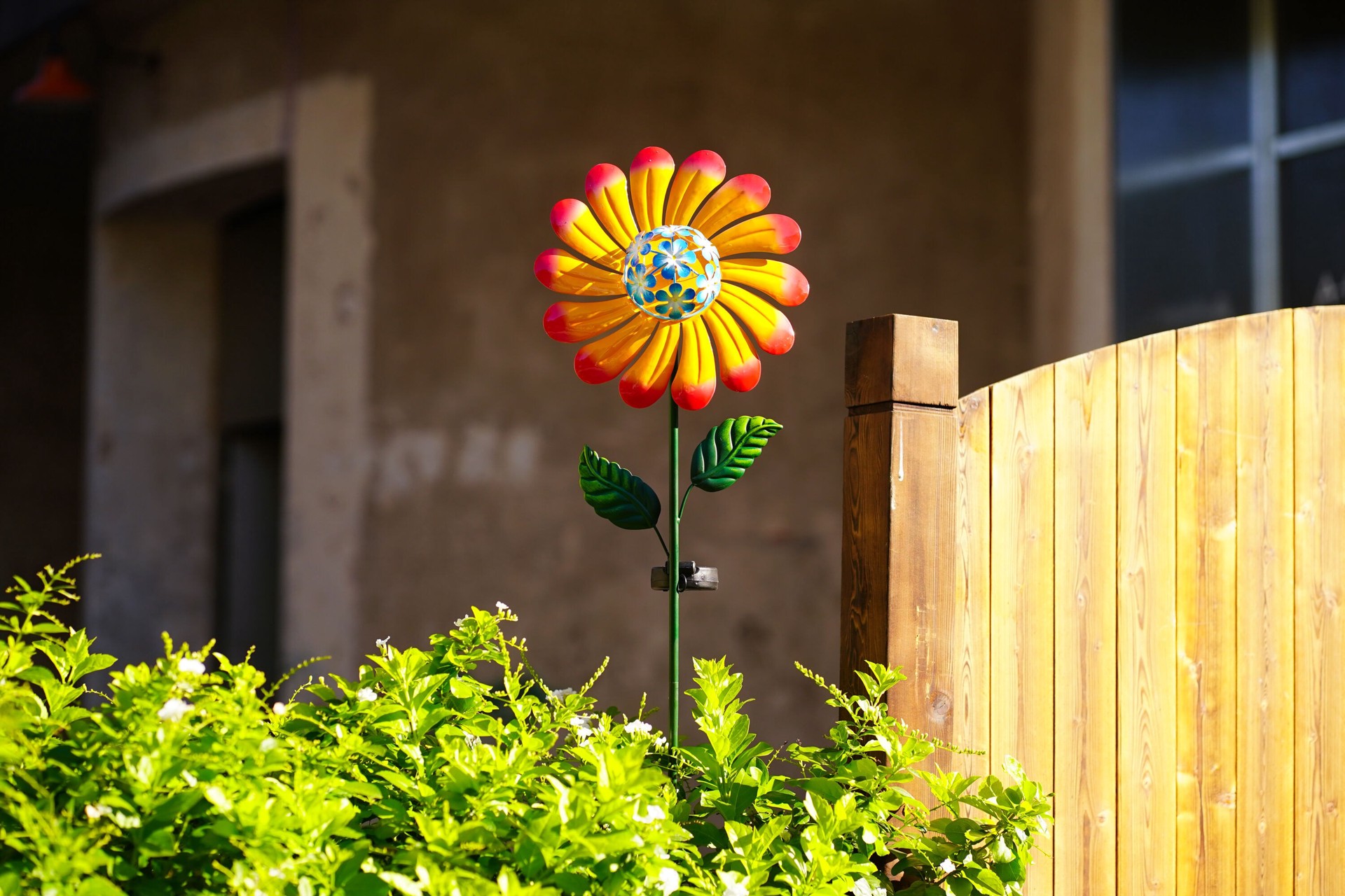 slide 3 of 6, Style Selections 36-in Yellow, Green Metal Solar Garden Stake, 1 ct