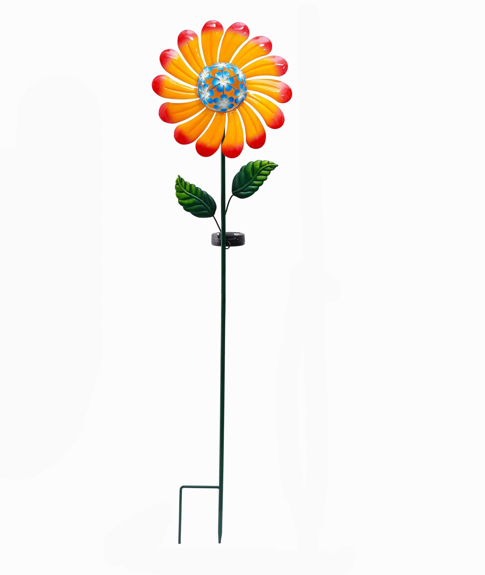 slide 1 of 6, Style Selections 36-in Yellow, Green Metal Solar Garden Stake, 1 ct
