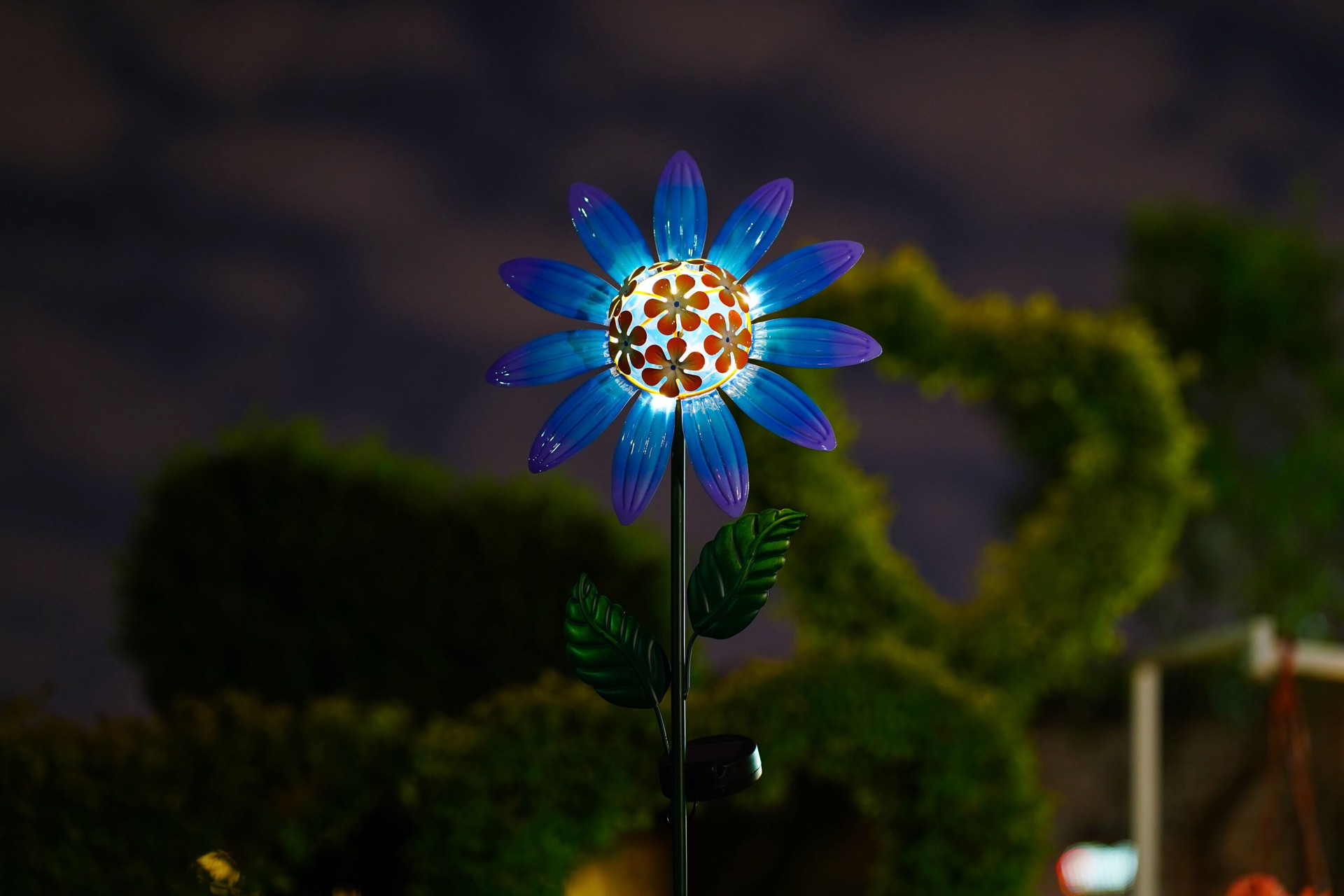 slide 6 of 6, Style Selections 36-in Blue, Green Metal Solar Garden Stake, 1 ct