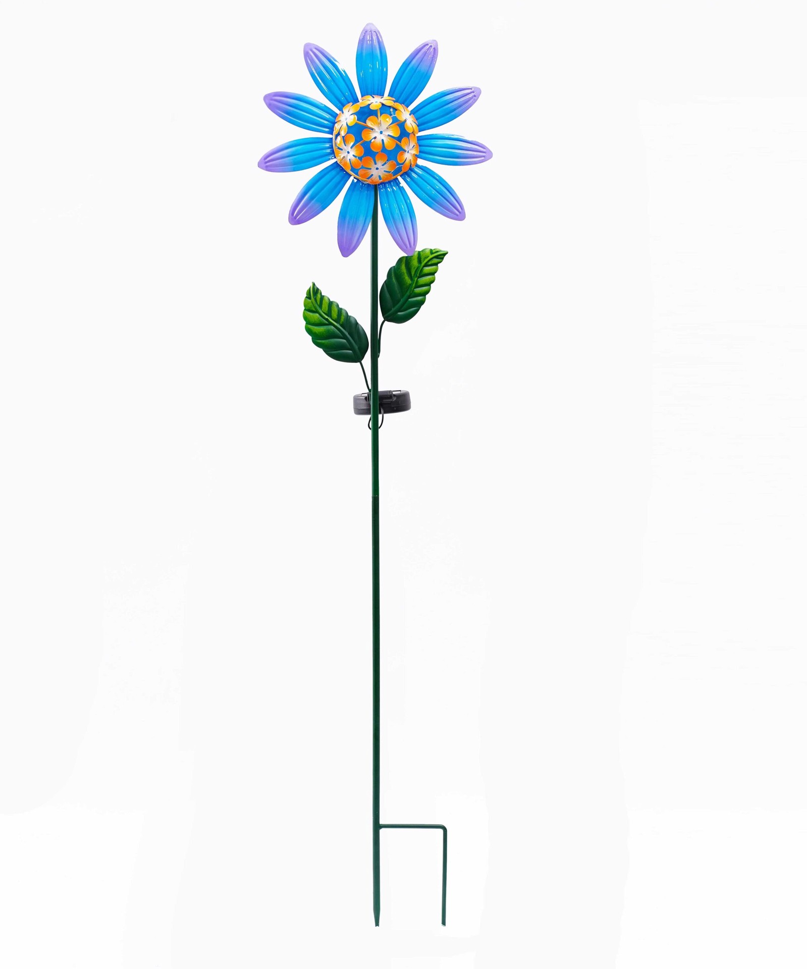 slide 1 of 6, Style Selections 36-in Blue, Green Metal Solar Garden Stake, 1 ct