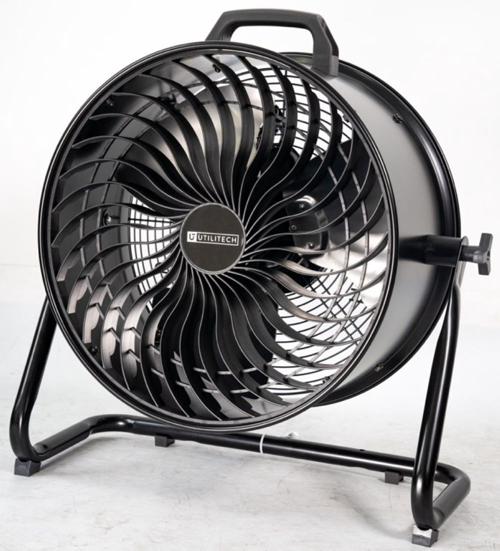 slide 1 of 6, Utilitech 16-in 120 -Volt 3 -Speed High Velocity Indoor Black Floor Fan, 1 ct