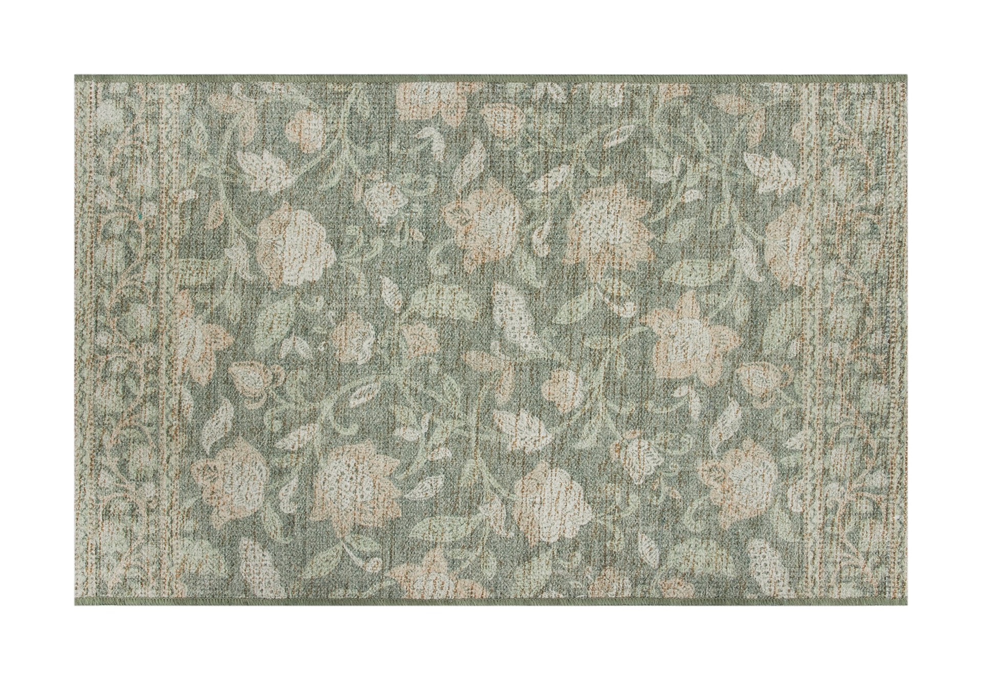 slide 2 of 6, Waverly 2 x 3 (ft) Polyester Delmar Sage Rectangular Indoor Floral/Botanical Machine washable Throw rug, 1 ct