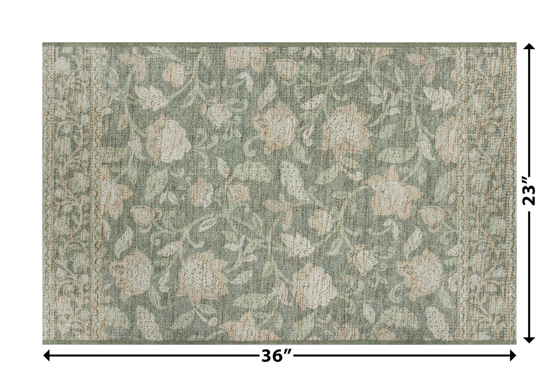 slide 6 of 6, Waverly 2 x 3 (ft) Polyester Delmar Sage Rectangular Indoor Floral/Botanical Machine washable Throw rug, 1 ct
