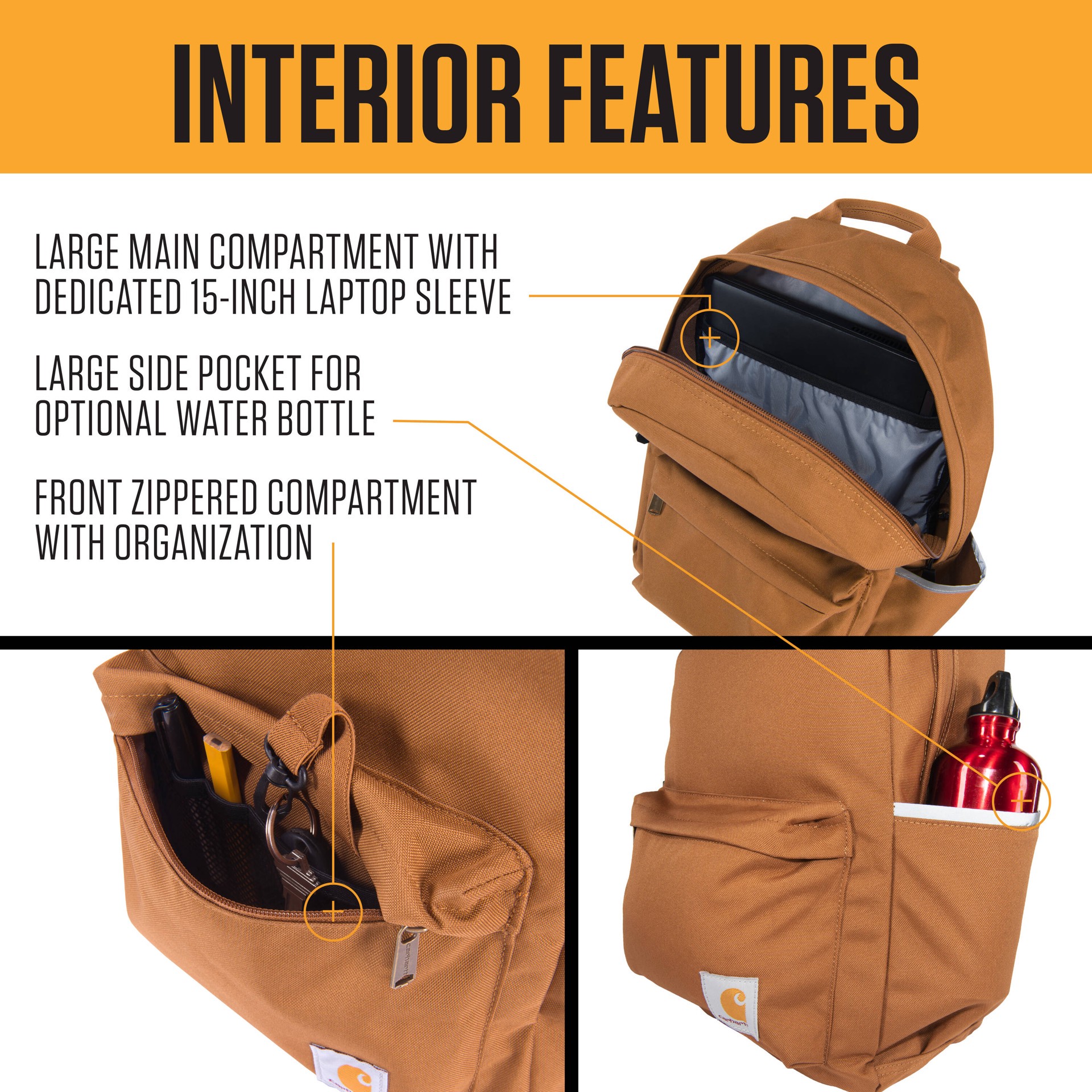 slide 3 of 6, Carhartt 12" X 17.5" X 8.75" Brown Backpack, 1 ct